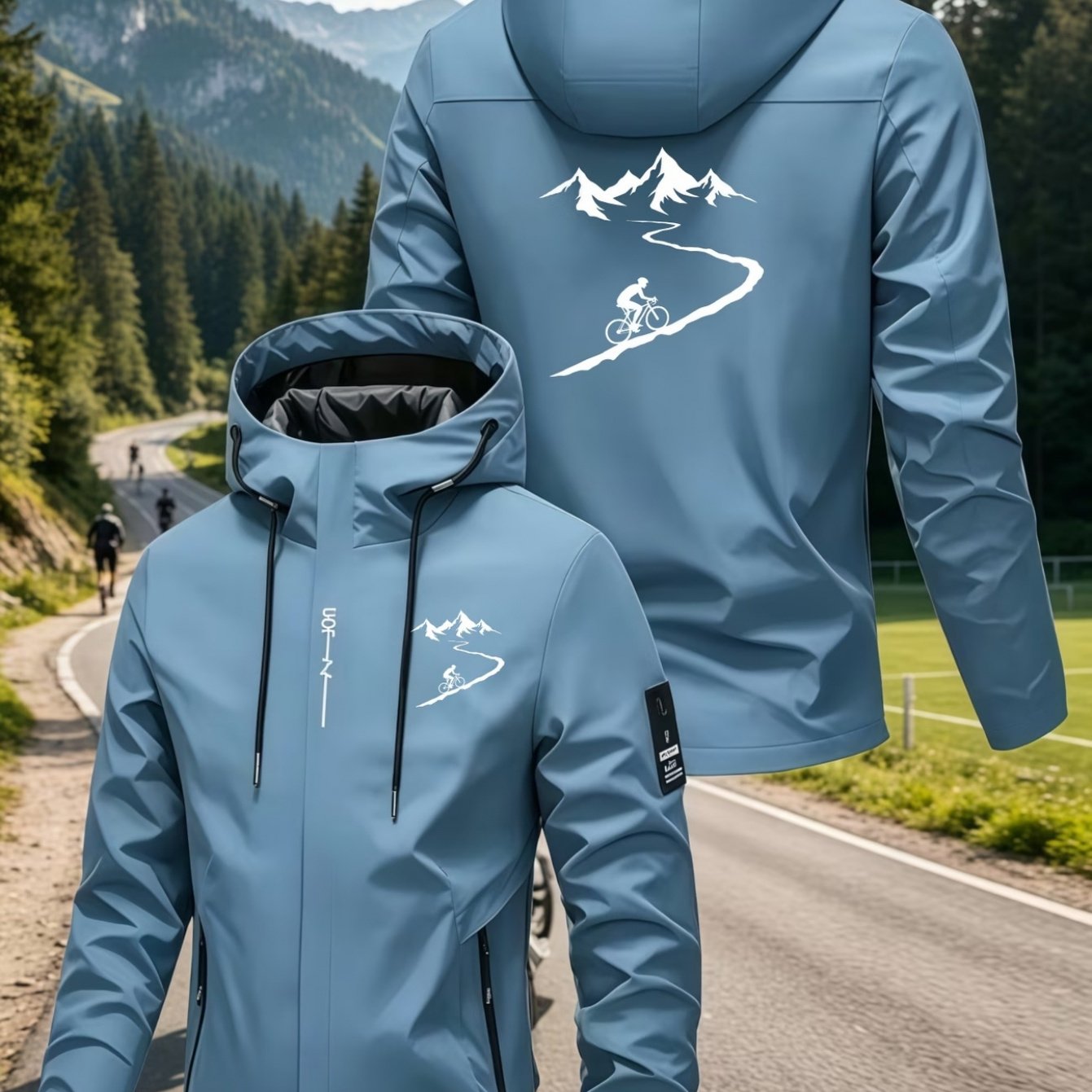 TEMU Men's Heavy-duty High-quality(non-heavyweight) Hooded Windproof- Suitable And Strong , Full-zip , With Logo Patch Pocket, Soft Casual