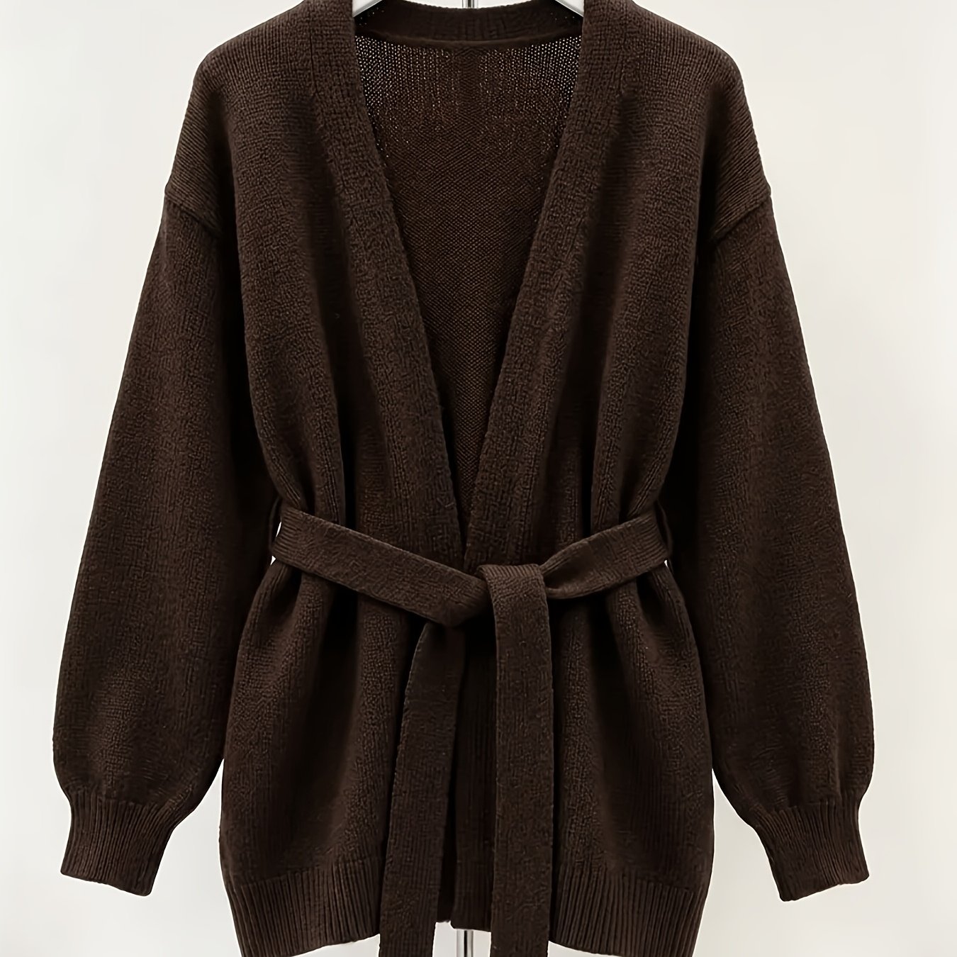 TEMU Vêtement d'automne/hiver pour femme, cardigan, pull, haut élégant et chic, manches longues boutons avec une ceinture
