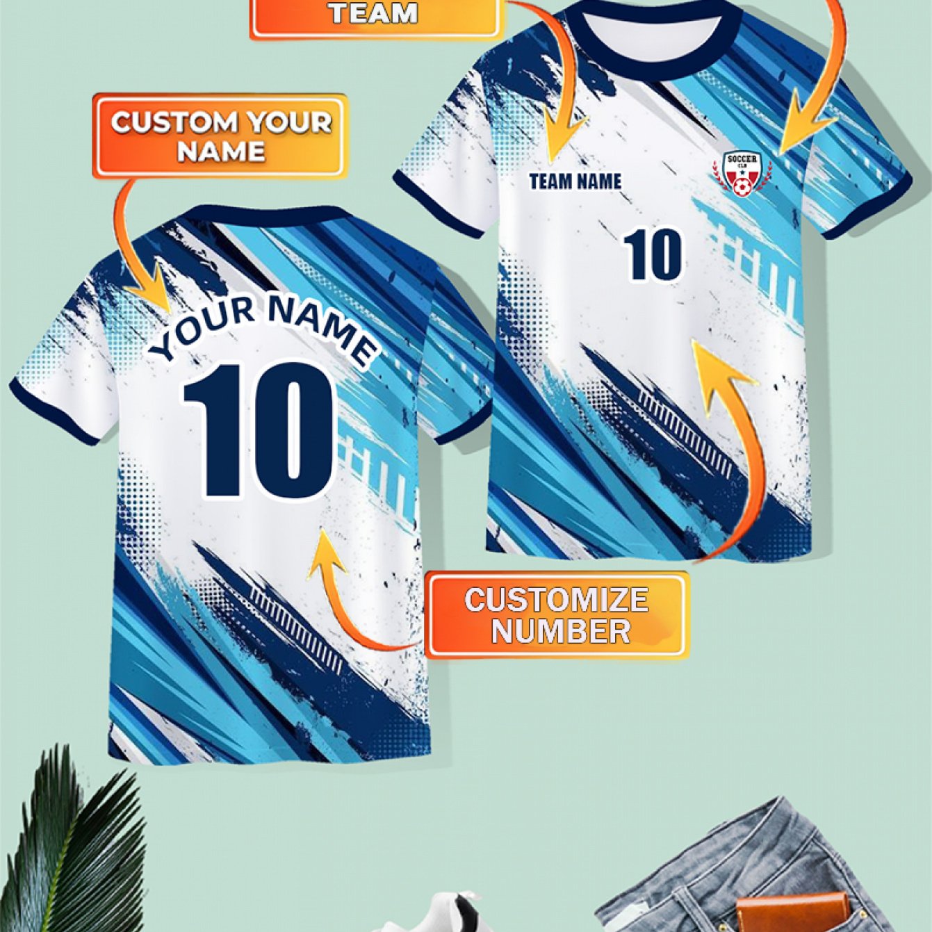 TEMU Custom Team T-shirts Suitable For Football, Basketball, Volleyball - Name/number/logo Printing, Unisex Short Sleeve Shirts With Full-body Print,