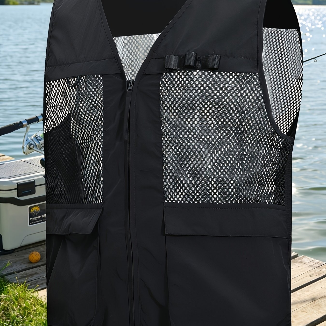 TEMU Thin, Lightweight, And Breathable Vest - /summer Casual Sleeveless Fishing Vest For Men, Multi-pocket, Casual Photography And Fishing, Solid