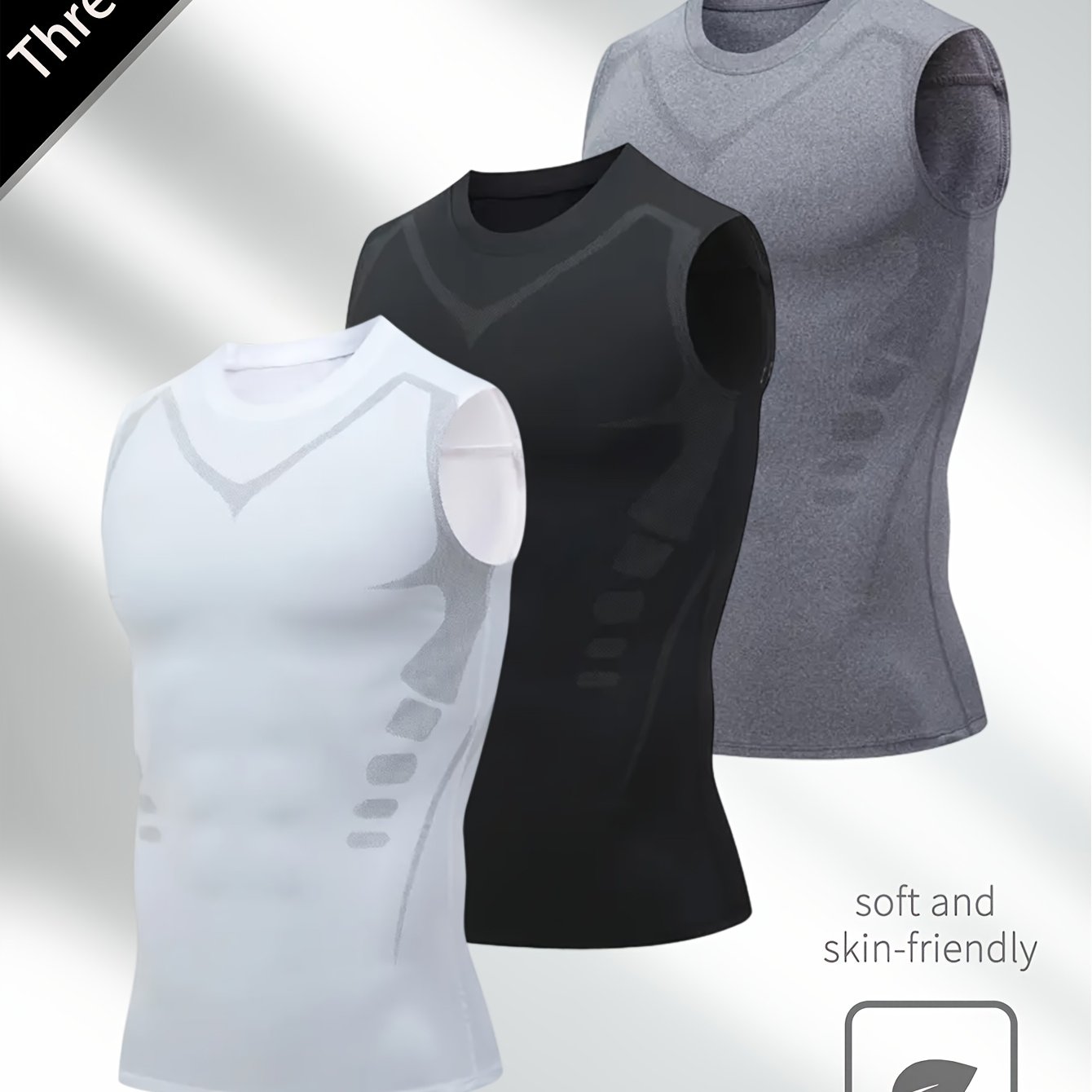 TEMU 3-pc Men's Summer Tank Tops - Lightweight And Breathable, Geometric Pattern, Crew Neck, Quick-dry Tops - Ideal For Gym, Running, Basketball, And