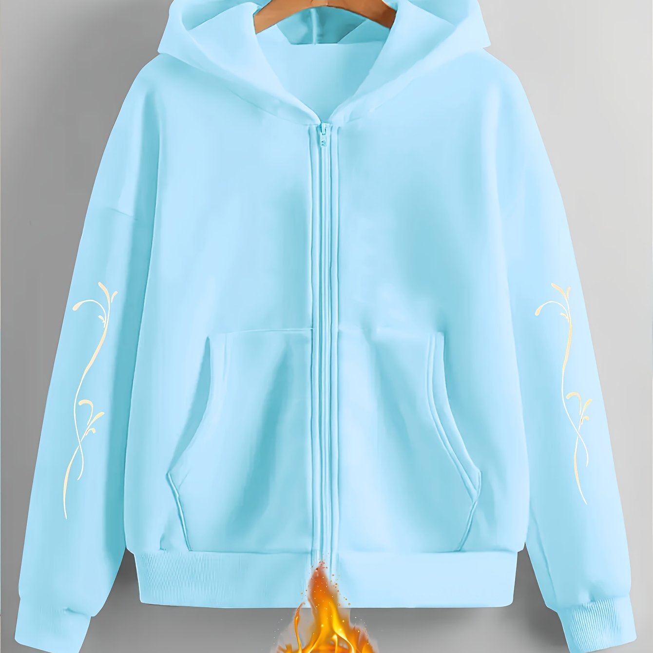 TEMU Artistic Print Pattern - Y2k Zip-up Hoodie - Fashionable And Comfortable Zip-up Jacket, Suitable For Casual Sportswear, Casual Sportswear