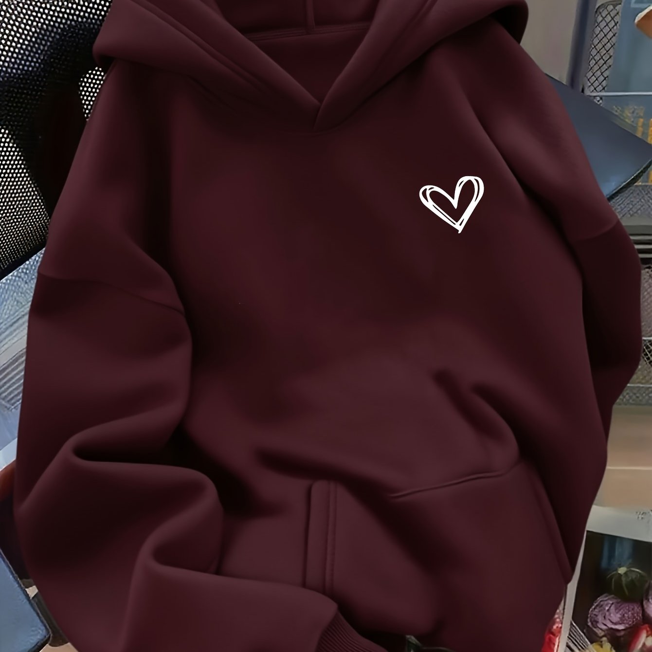 TEMU D92 - A Loose-fitting Hoodie With A Stylish And Versatile Pattern Print, Suitable For Spring And Autumn, Women's Clothing L16033