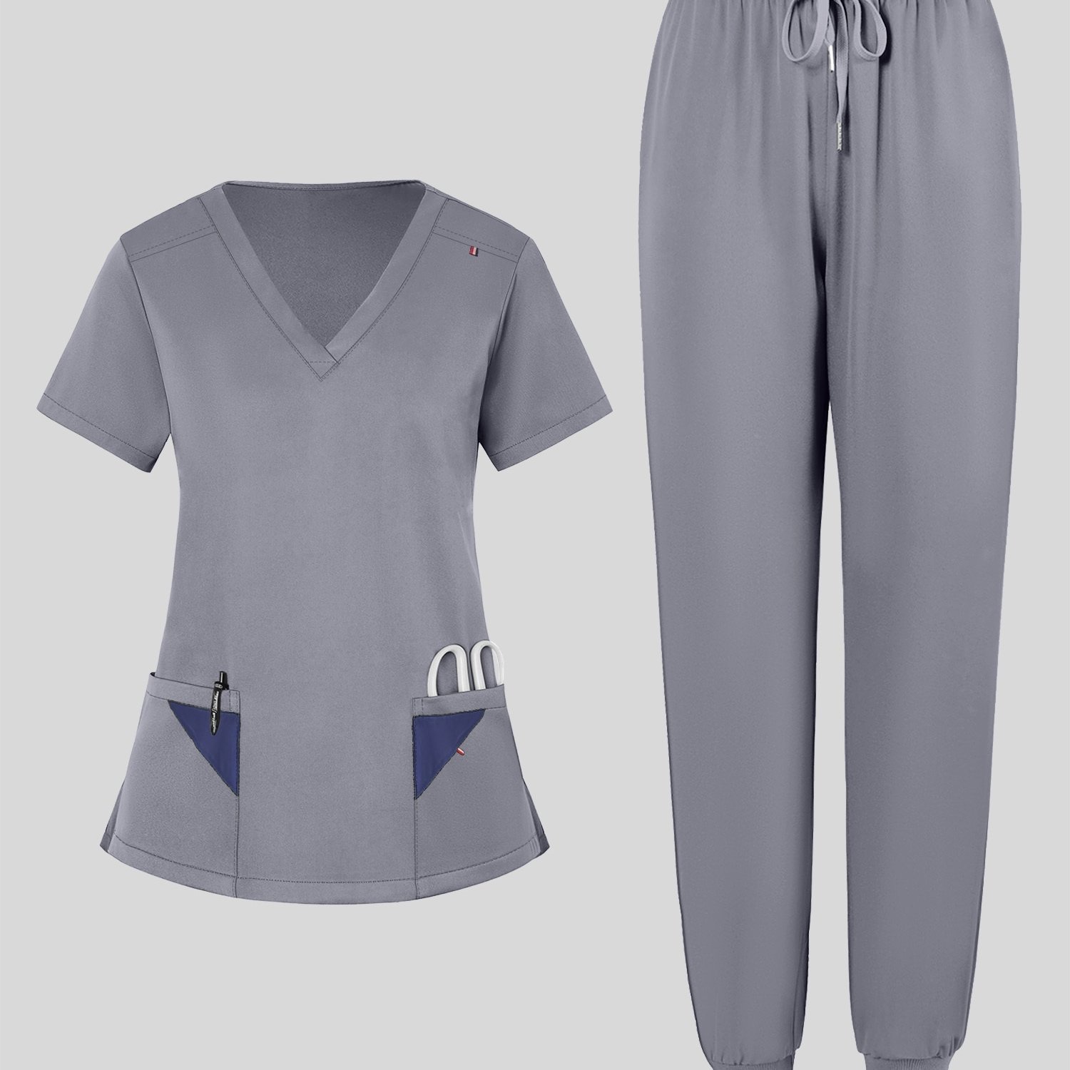 A Set Of Short-sleeved Garments For Hand Washing, Intended For Female Professionals In Dental , Suitable For Pet Hospitals And Beauty Salons