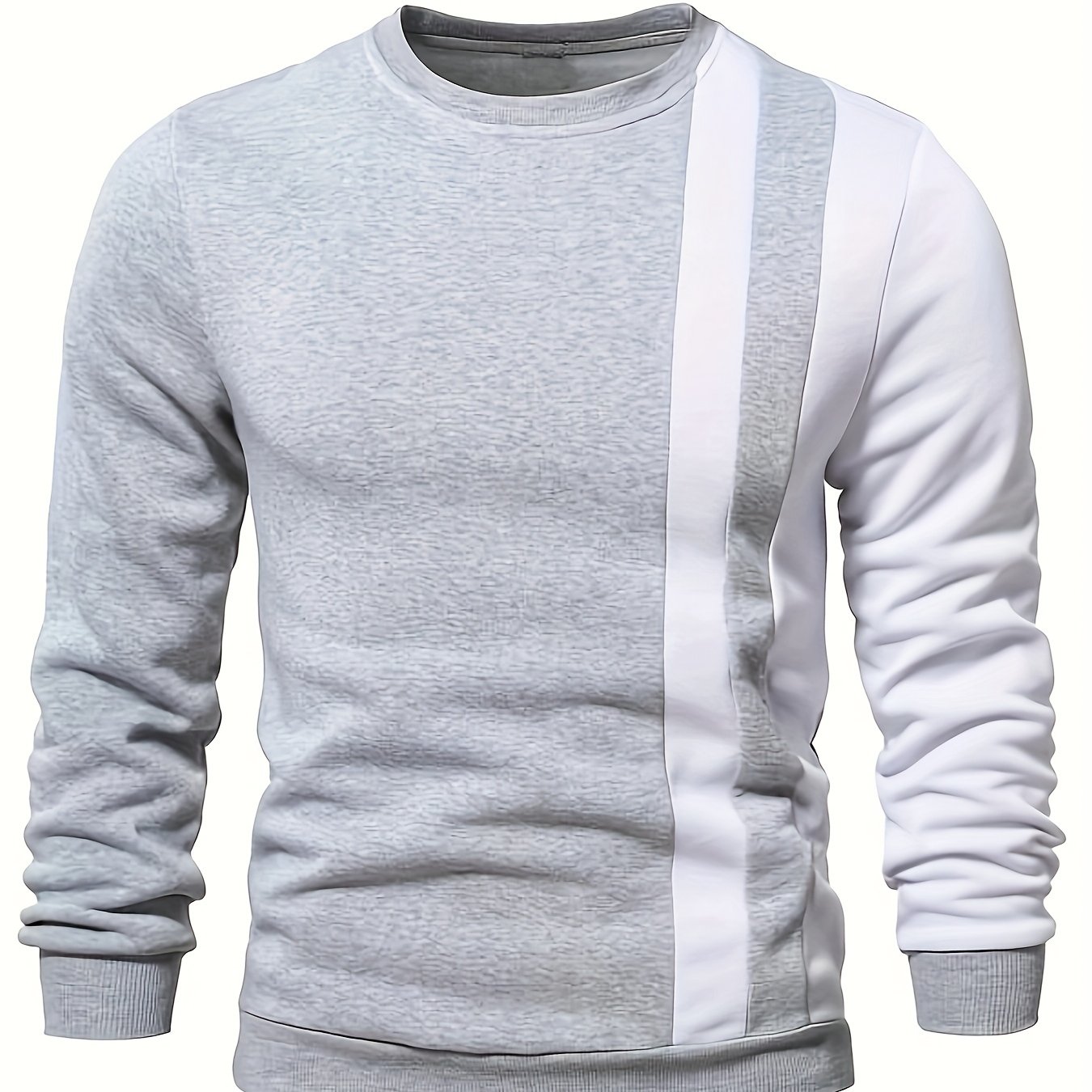 TEMU Sudadera De Moda Con Bloques De Color, Sudadera Con Cuello Redondo De Diseño Creativo Informal Para Hombres Otoño Invierno