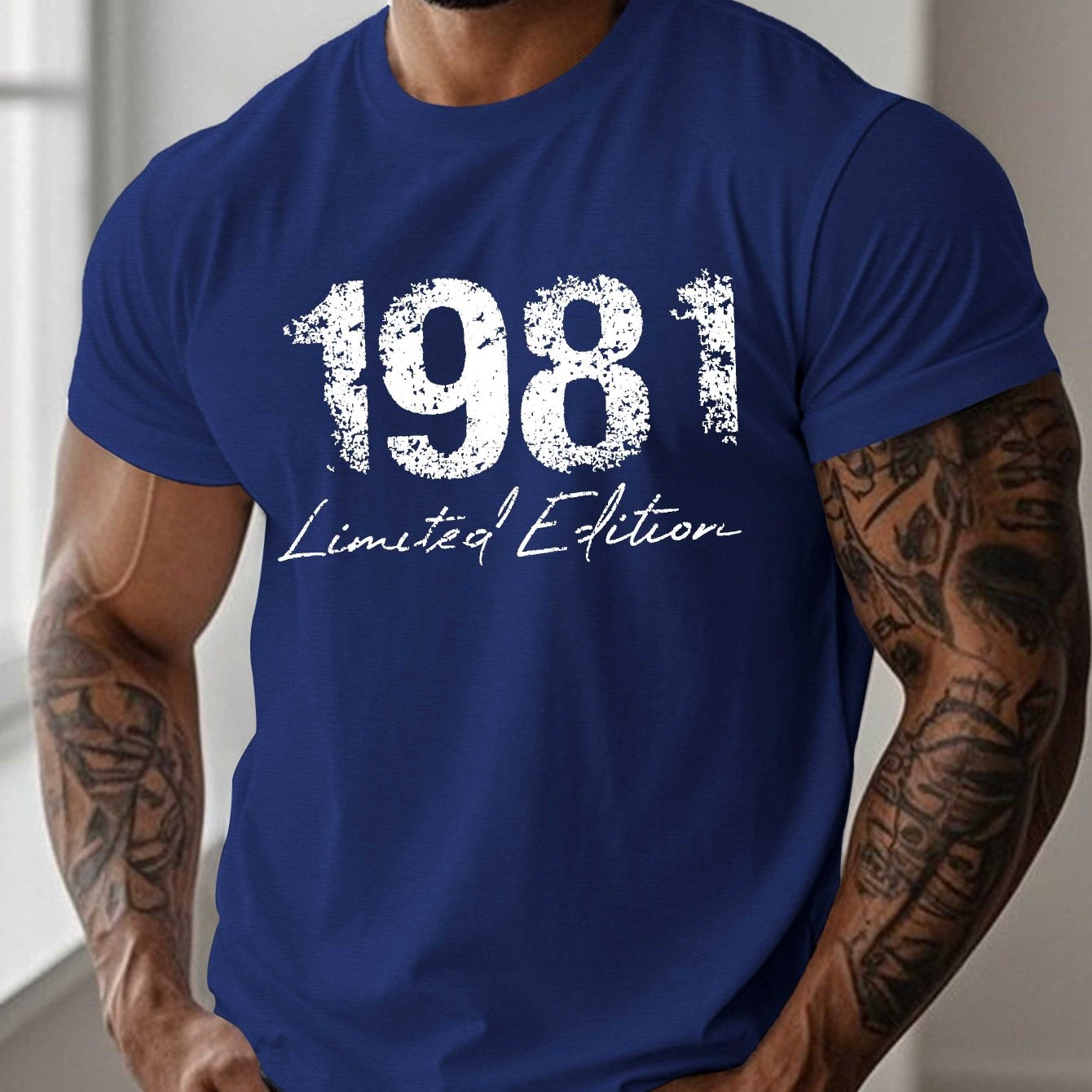 TEMU 1981 Edition Men's Short Sleeve T-shirt Summer T-shirt Top