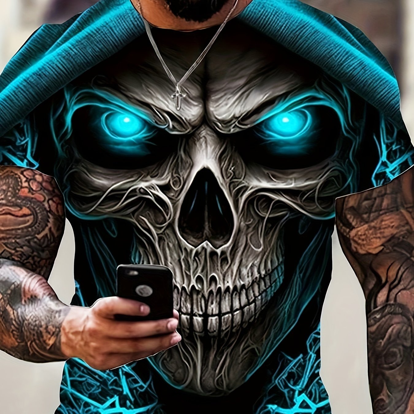 E-shop Herren Skelett T-Shirts 3D-Druck Totenkopf Rundhals T-Shirt Übergroßes T-Shirt Kurzarm-T-Shirt Sportbekleidung Herrenbekleidung Oberteil