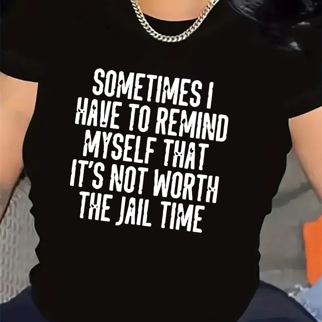 TEMU Short Sleeve T-shirt For Women, 100 Fiber, Funny Slogan I Have To Remind That Not Time, Lightweight And Durable, Perfect For Casual Wear At Home