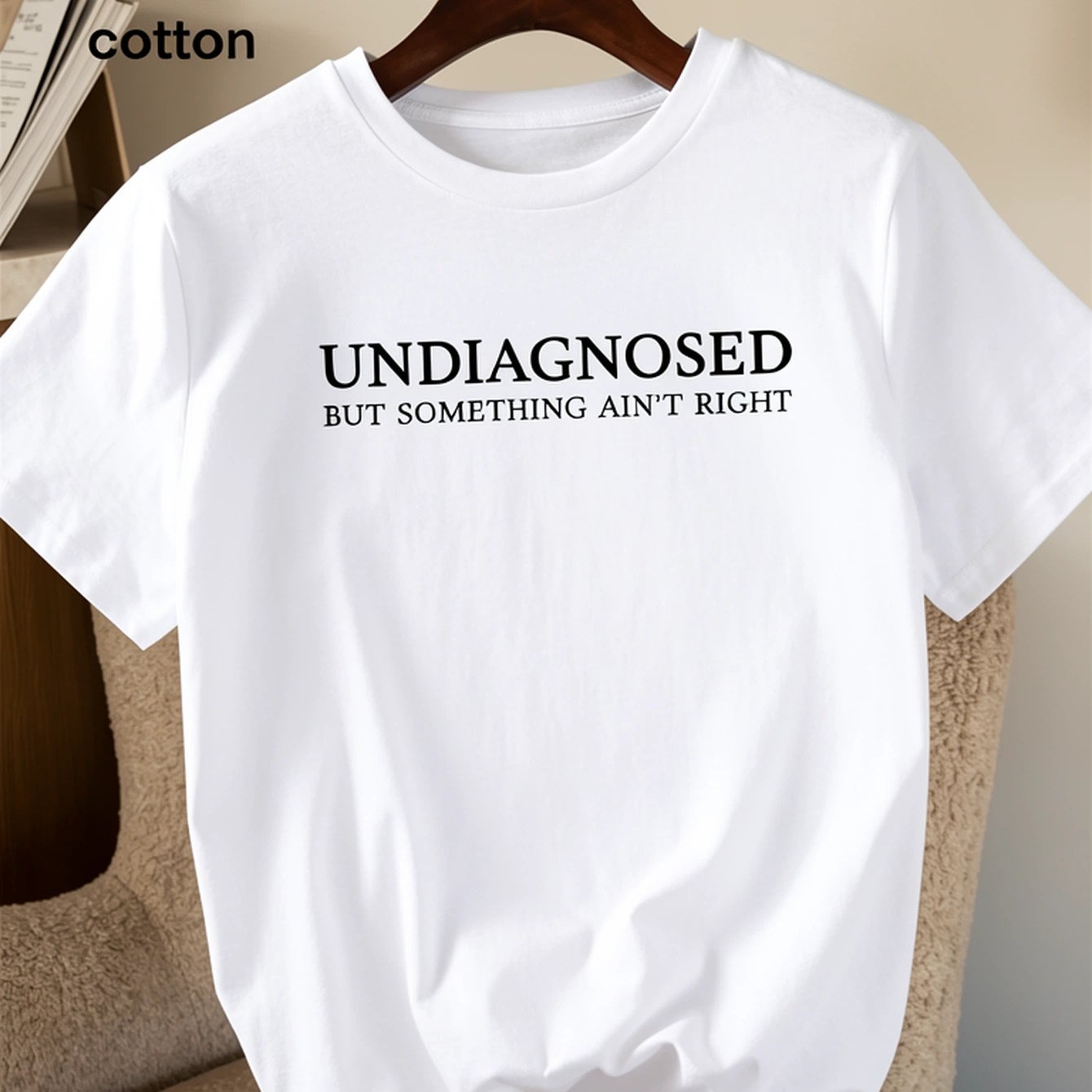 TEMU Women's Funny "undiagnosed But Something Ain't Right" T-shirt - Soft Breathable Short Sleeve Round Neck Casual Loose Fit Humorous