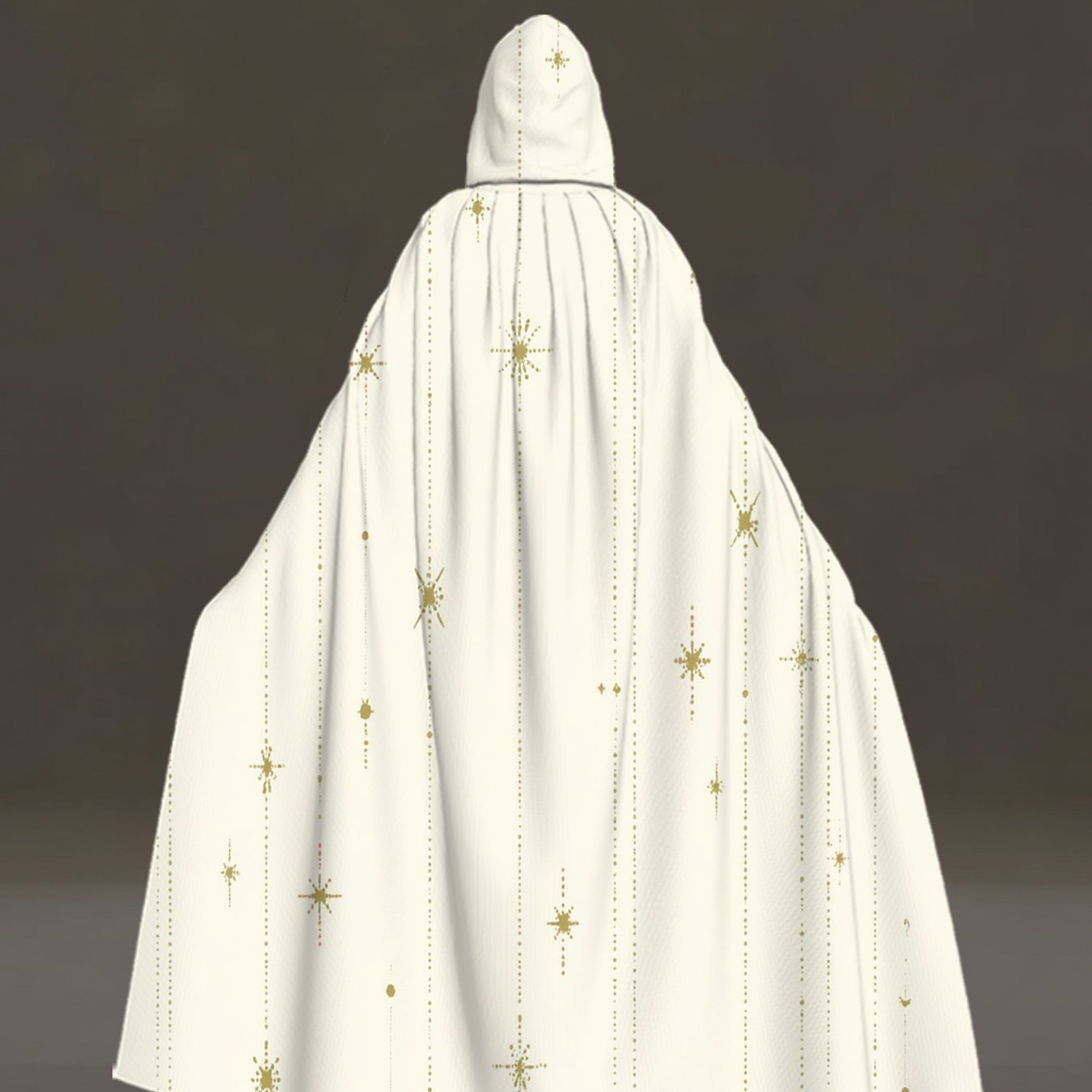 TEMU 2d Flat, 1pc, Golden Stars And Dots On Cream Background_01 Pattern Hooded Cape, Costume Cloak For Cosplay, , Themed Parties, Festivals, Funny