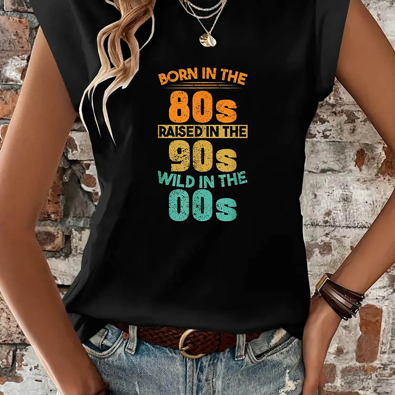 TEMU Women's Retro 80s 90s 00s Tank Top - Born In The 80s The 90s Wild In The 00s Lettering, Casual Sleeveless Shirt Suitable For Spring/summer,