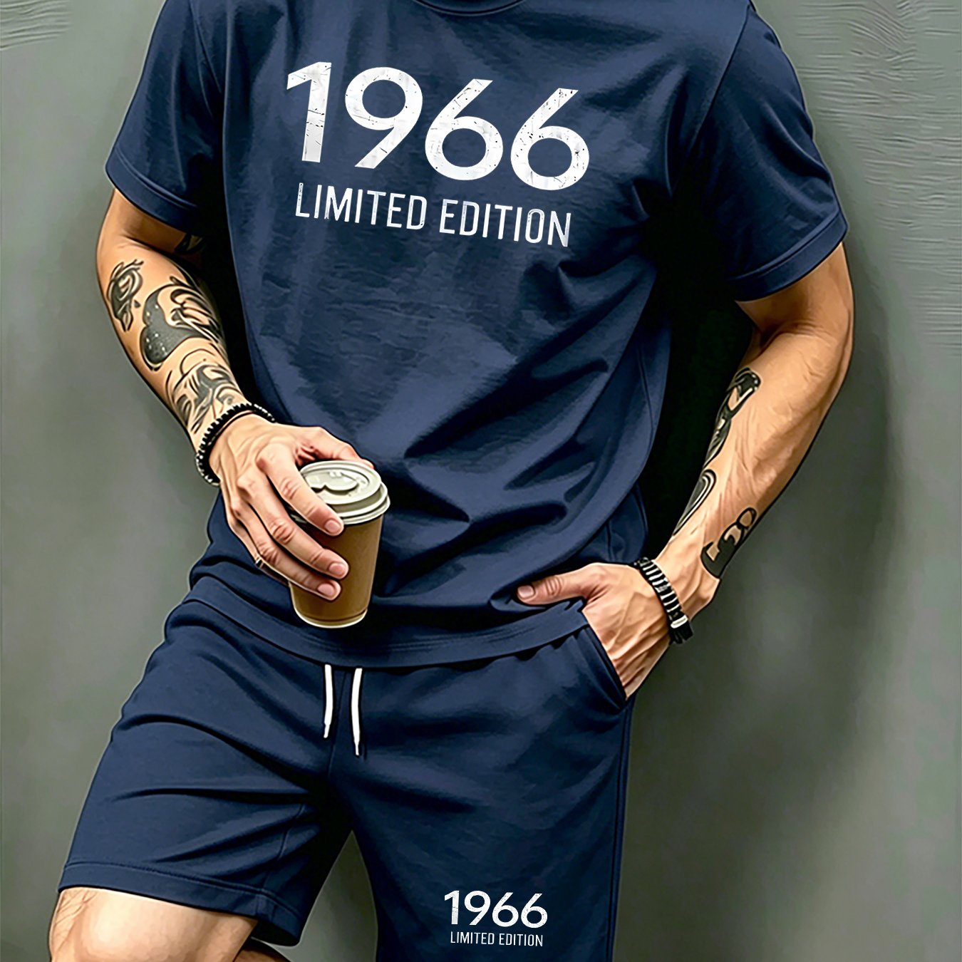 TEMU Men's 1966 Edition Casual Sports Set, Made Of Comfortable Breathable Quick Dry Fabric, Suitable For Outdoor And Daily Wear In , Multiple Color