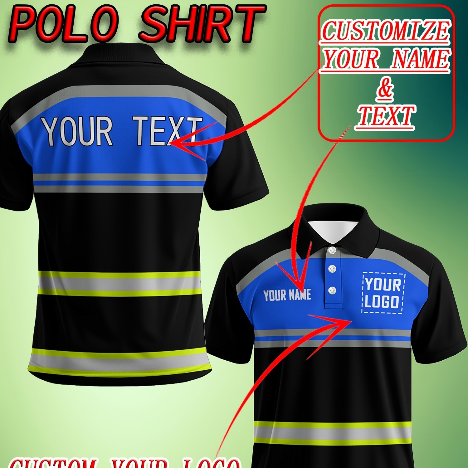 TEMU Customizable Personalized Men's Shirts - Can Customize Personal Names And Text, Logos Suitable For Casual Wear, Outdoor Work, And Corporate
