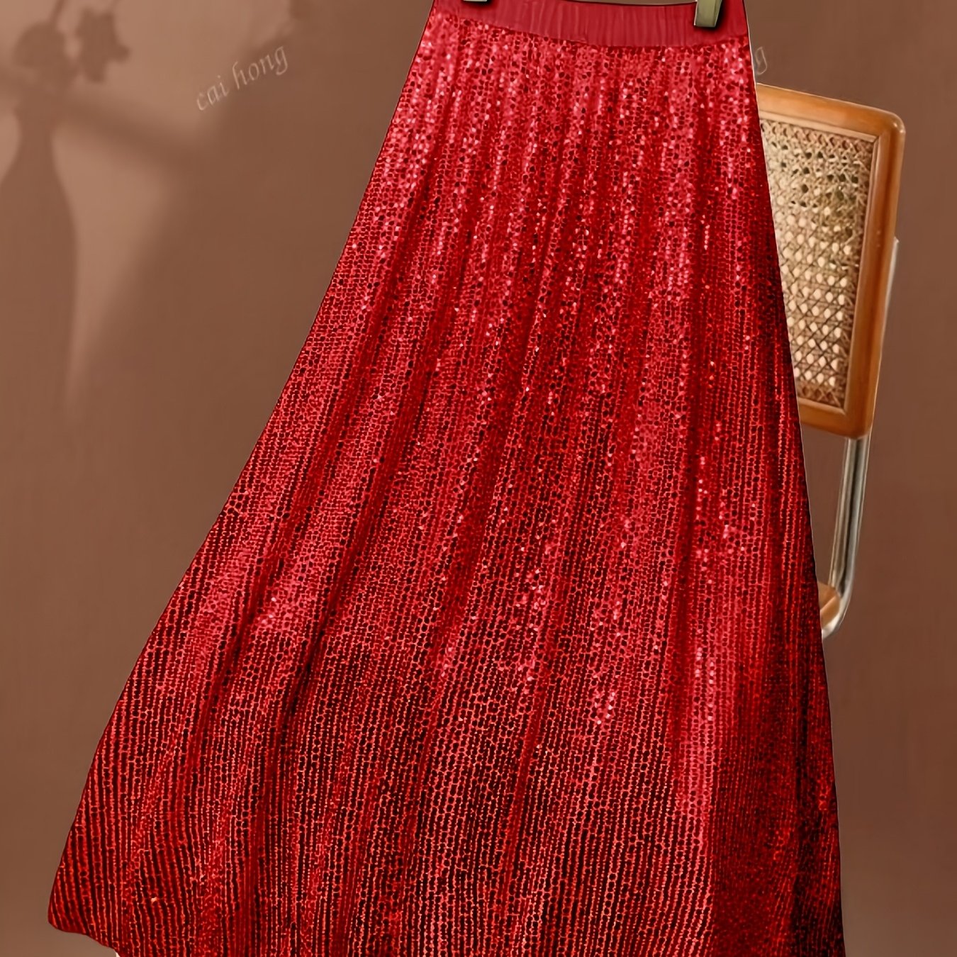 E-shop Damen Neues Elegantes Mesh-Pailletten A-Linien Kleid (Gefüttert)