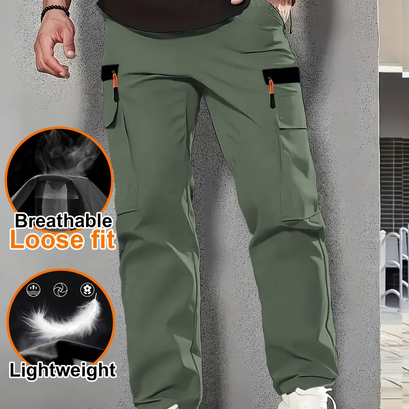 Men's Outdoor Loose Cargo Pants with Multiple Pockets
