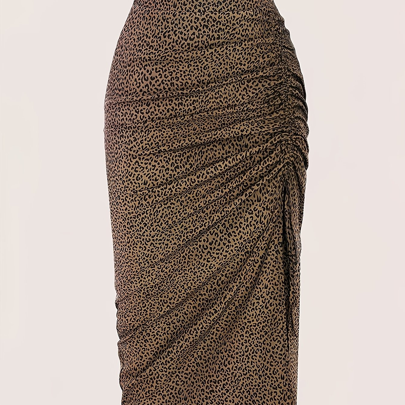 TEMU Women's Holy Drawstring Leopard Print Random Cut Skirt