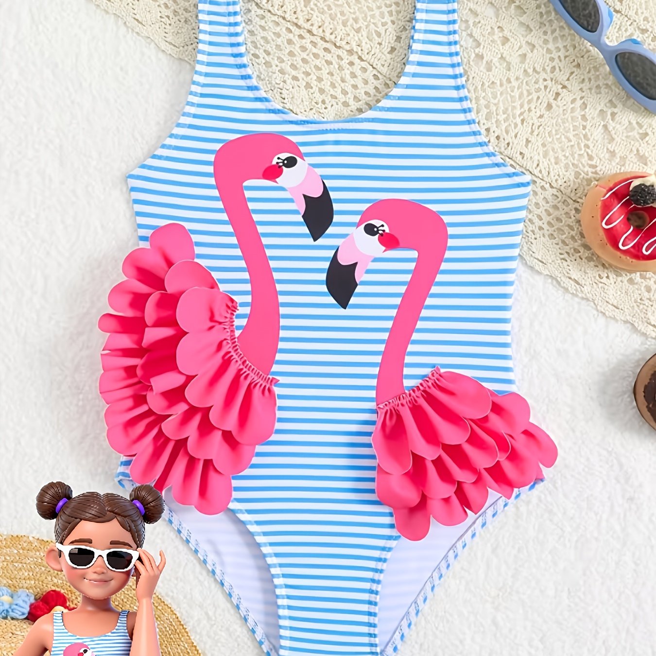 Image of One-piece Swimsuit For Girls, Bikini Style, Fashionable, Casual, Elegant, And . Suitable For Swimming, Summer Vacations, Beach, Seaside, And Pool. Girls' Swimwear