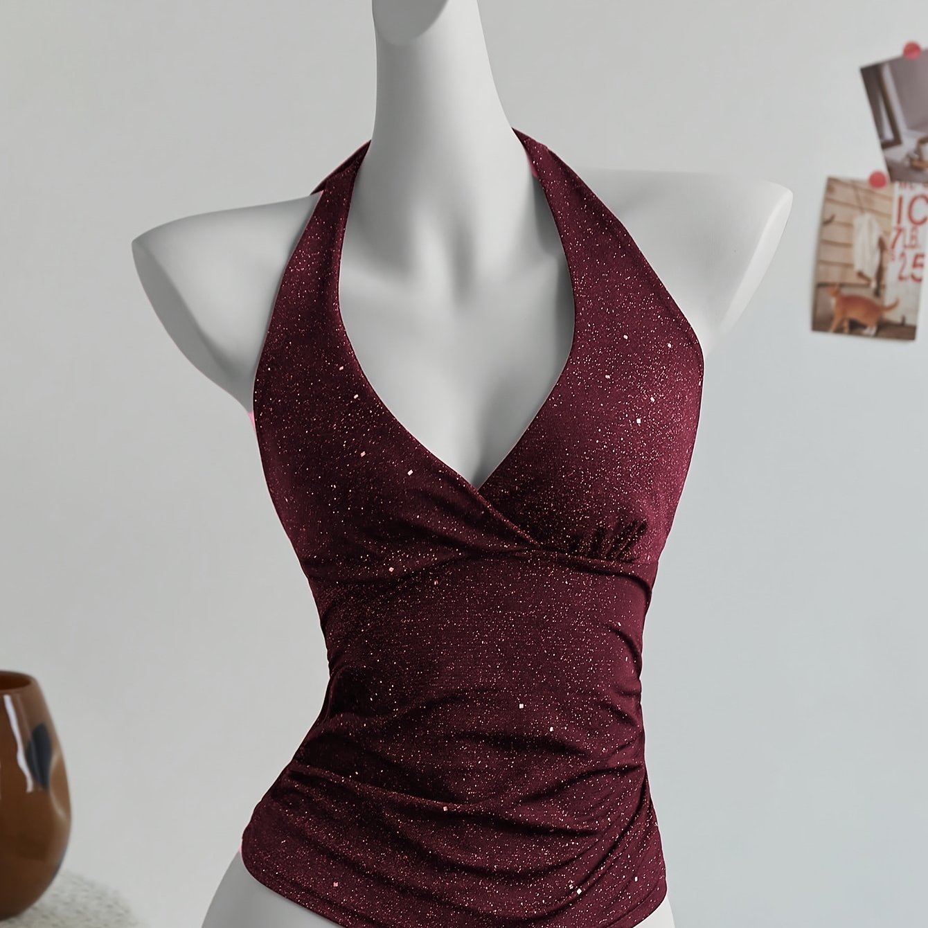 E-shop Modischer, funkelnder Neckholder-Shorts-Top, Sommer Strand Freizeit Urlaub [ZLLZ]