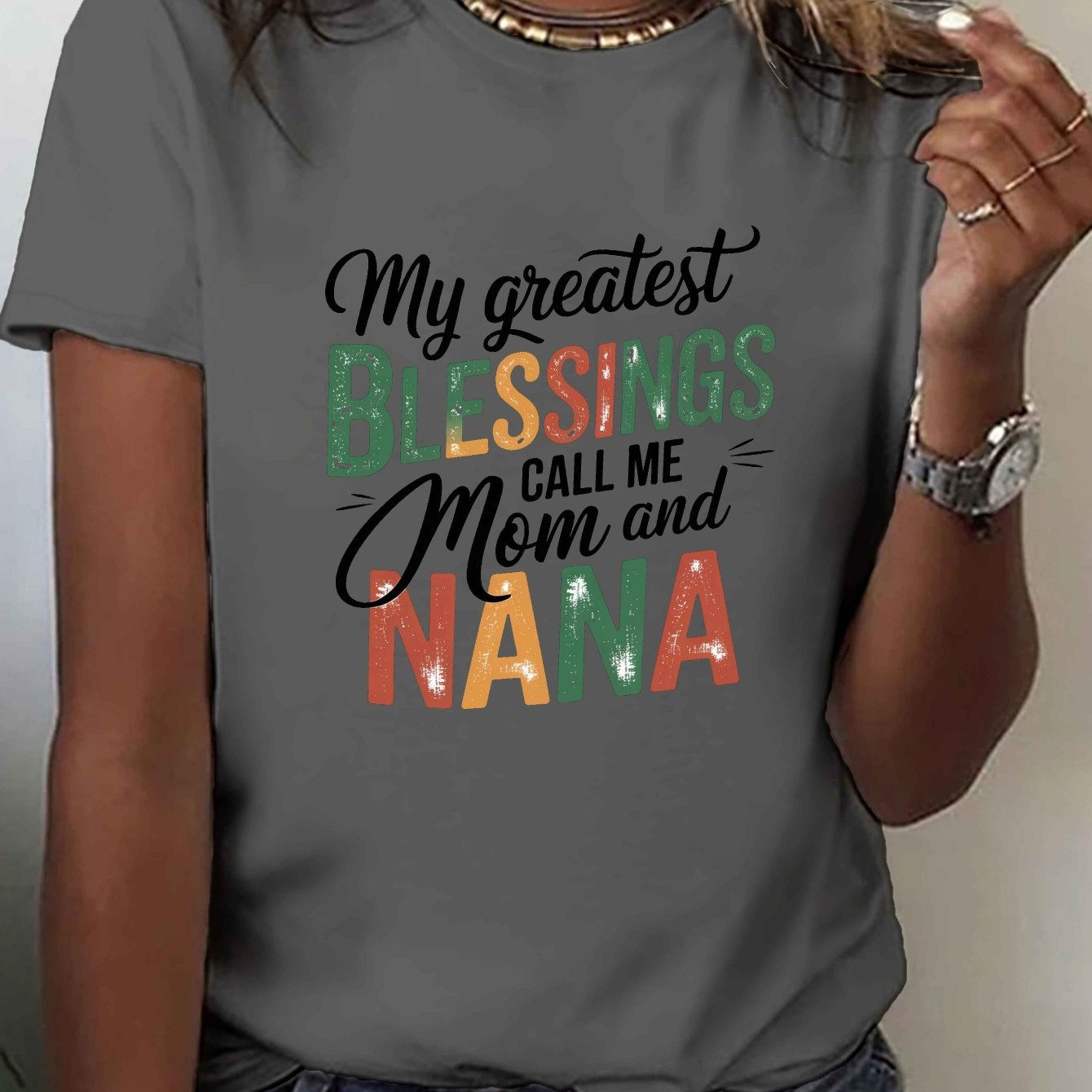 TEMU T-shirt décontracté à manches courtes et col rond pour femmes, avec un imprimé " Mom", parfait pour et l'été