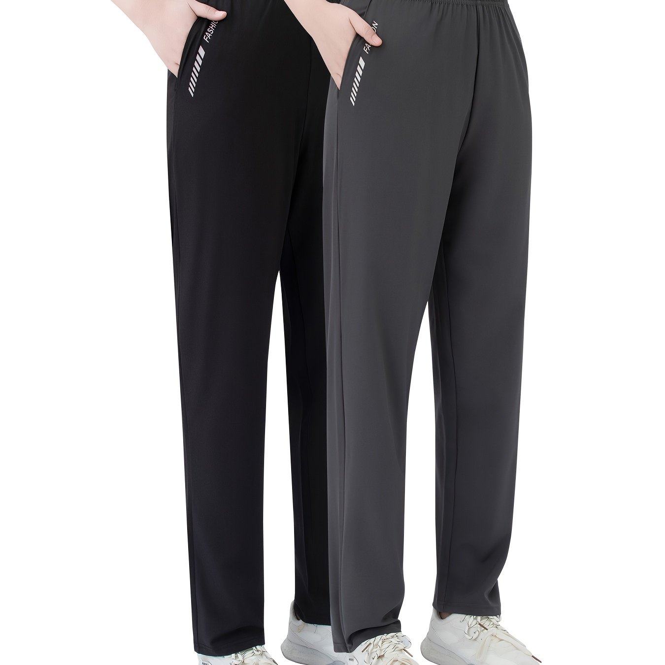 TEMU 2pcs Set Summer Breathable Quick-drying Pants Fiber Fabric Slim-fit Straight-leg Pants Outdoor Sports Hiking Trousers