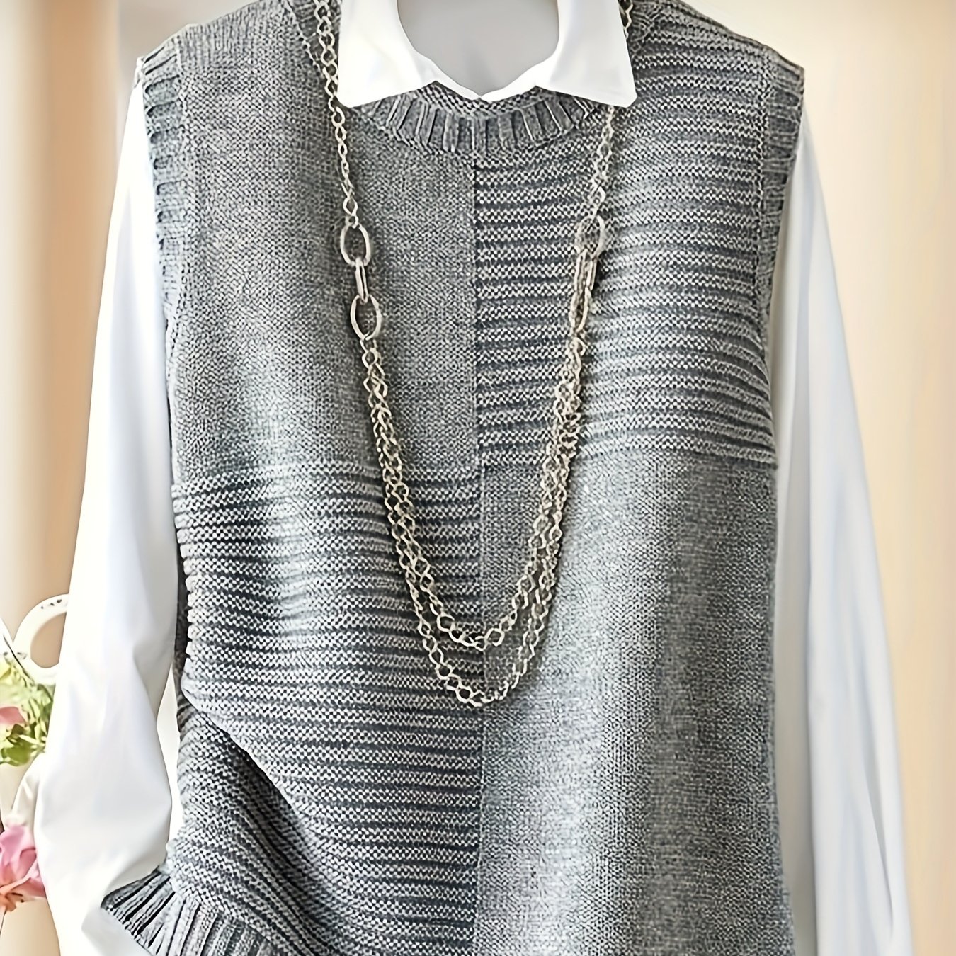 Retro High-end Round-neck Vest, Autumn And Winter Layered Jacket, Casual Loose-fitting Pullover Vest, Layer