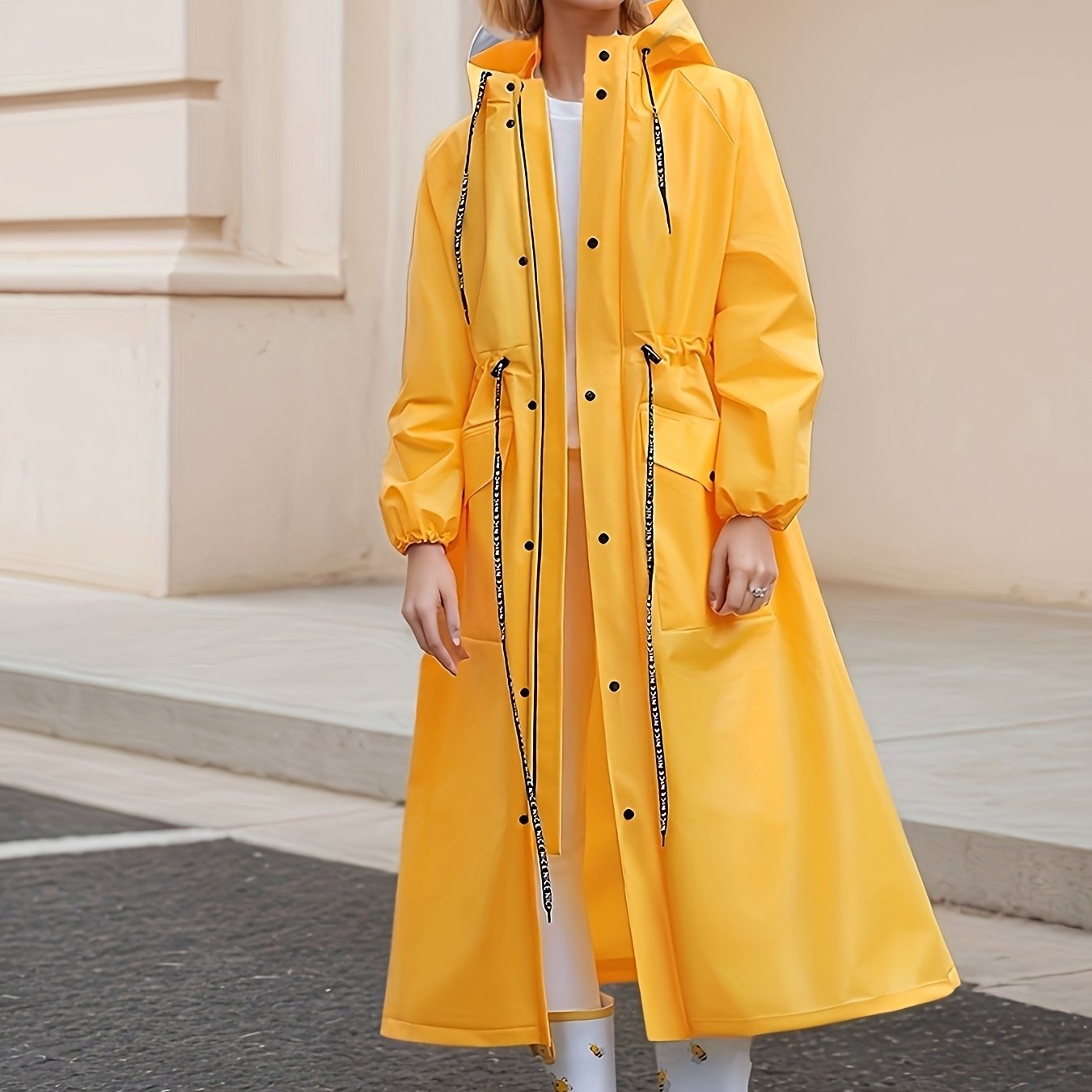 TEMU Adult Long Raincoat With High Quality, Breathable, Lightweight, And Stylish Design, Featuring A Hooded Style, Ideal For Outdoor Activities In