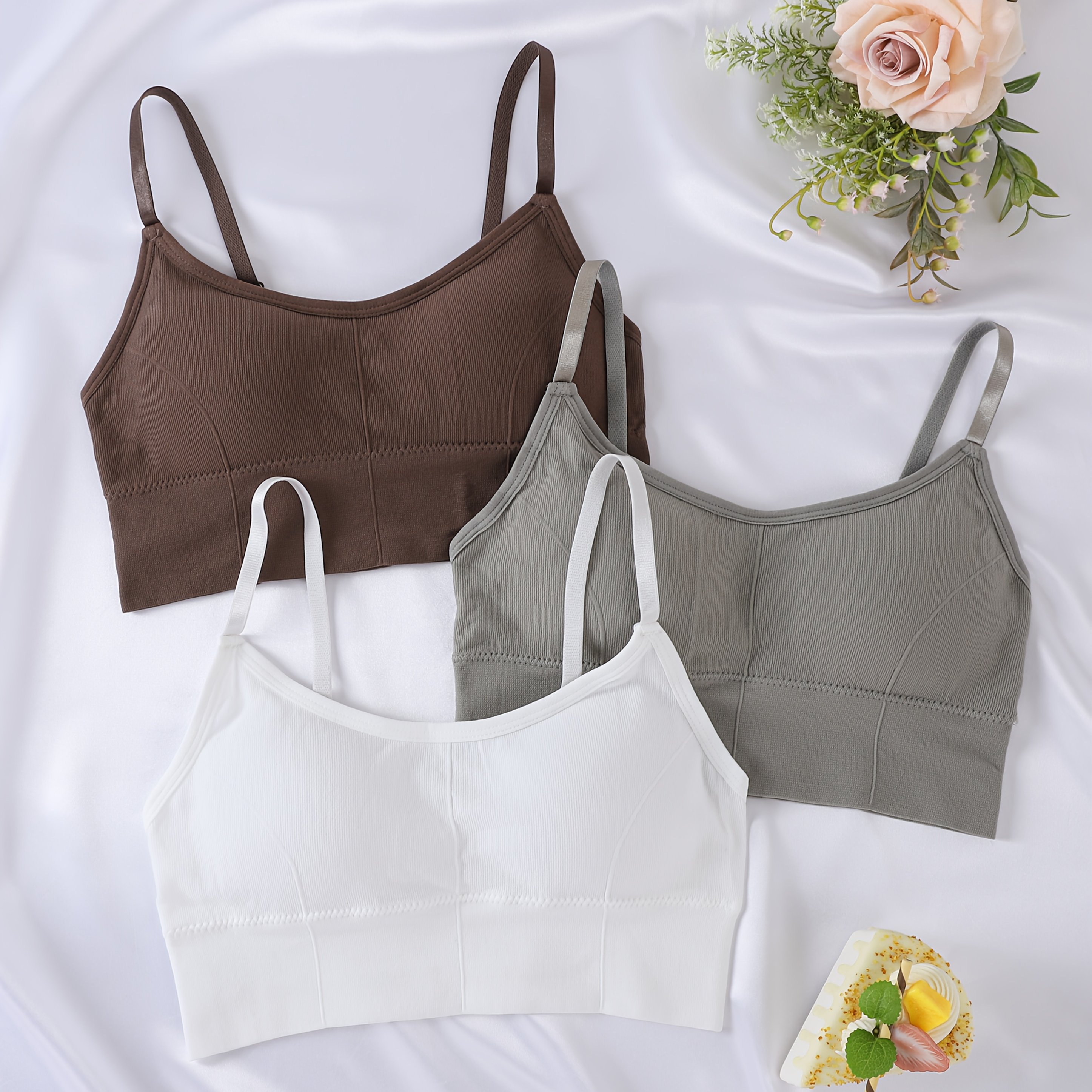 3pcs Women's Base Layer Camisole Sports & Leisure Comfortable Wire-free Underwear Tank Top
