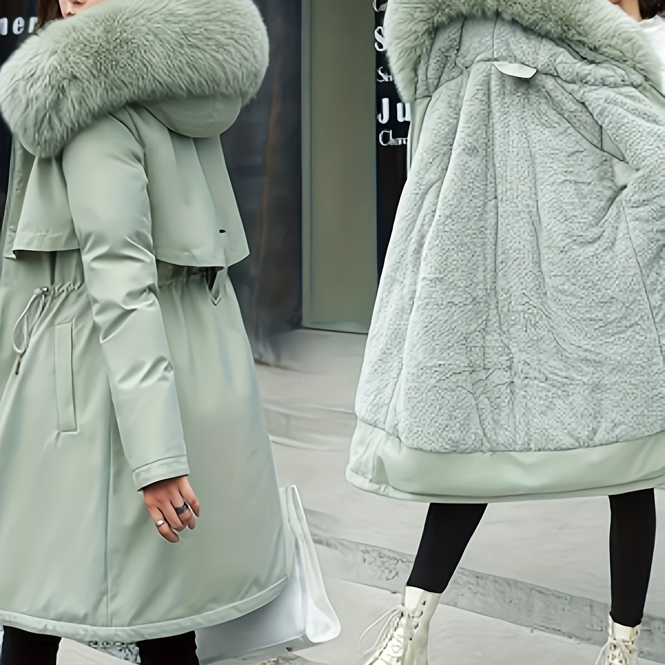 TEMU Winter New Mid-length Fleece-lined Vest Coat Trendy Women's Coat Removable Collar