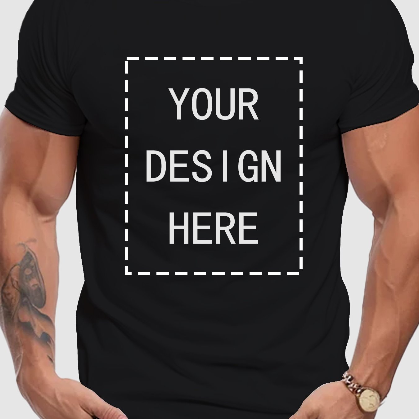 TEMU Custom Men's T-shirt, Halloween, Christmas Pattern/text, Team Building Apparel, Couple Gift T-shirt, Round Neck , Personalized Photo Or Logo