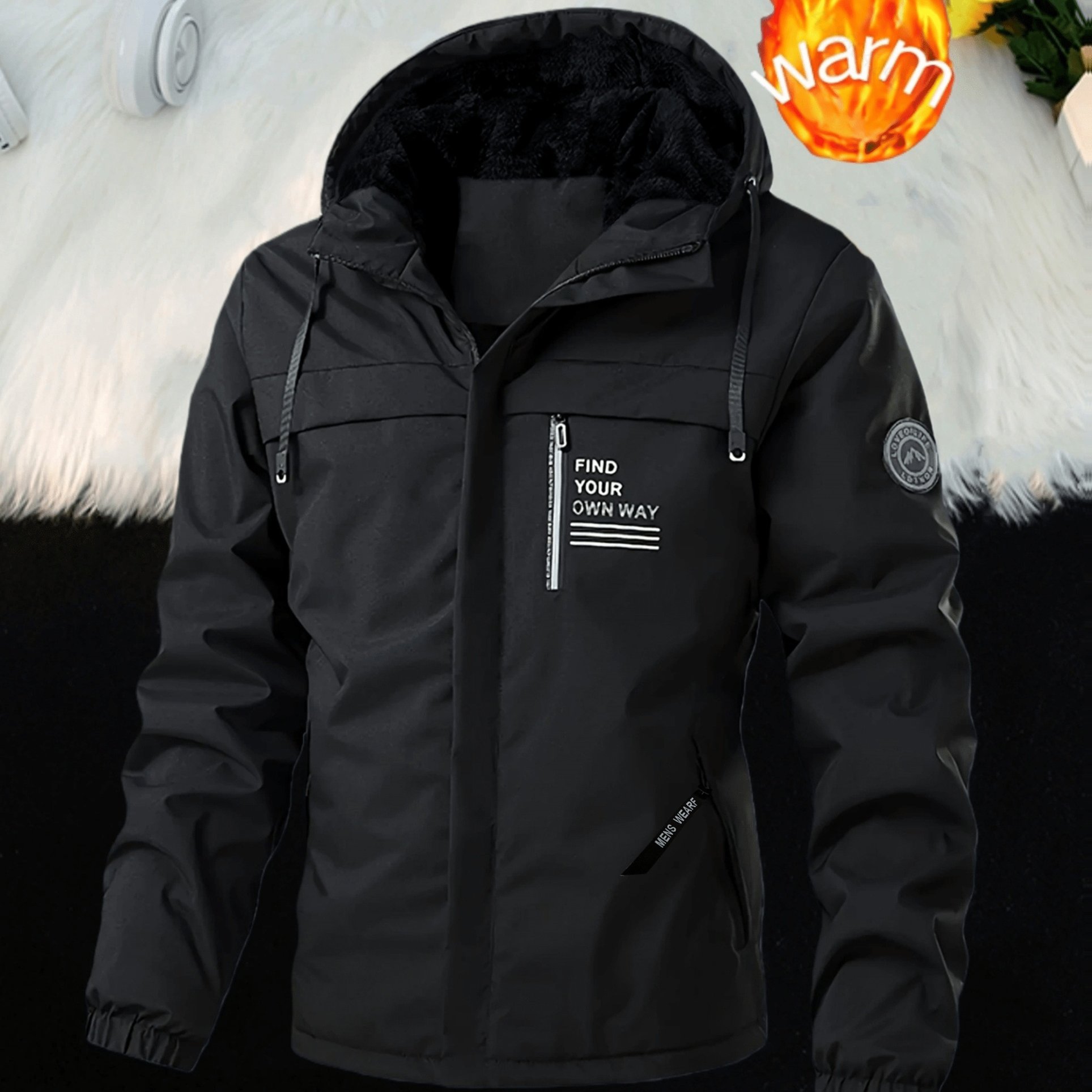 TEMU Men' Color Hiking Jacket, Hooded -lined High-quality Windproof Outerwear, Outdoor Sports Rock Climbing Thickened Ski Jacket With Fashionable