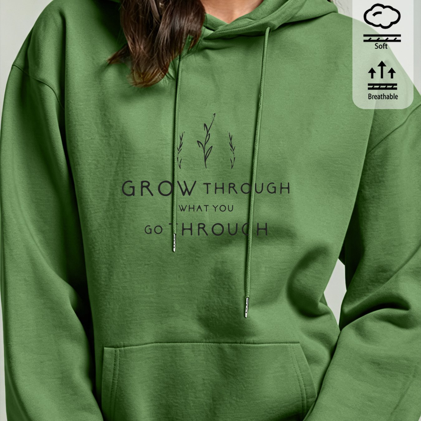 Image of Autumn Winter Women's Loose Fit Hoodie With Kangaroo Pocket, Retro Y2k Street Style Drawstring Pullover Top