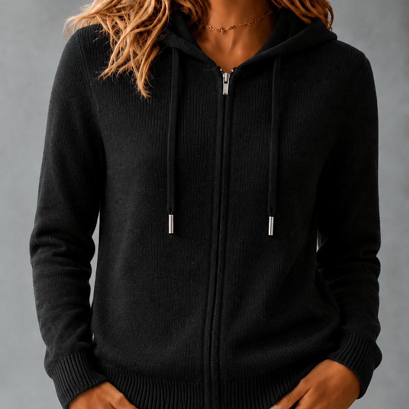 TEMU Spring And Autumn Season Hooded Zipper Cardigan Women's Loose Casual Jacket All-match Commuter Sweater Outerwear Top