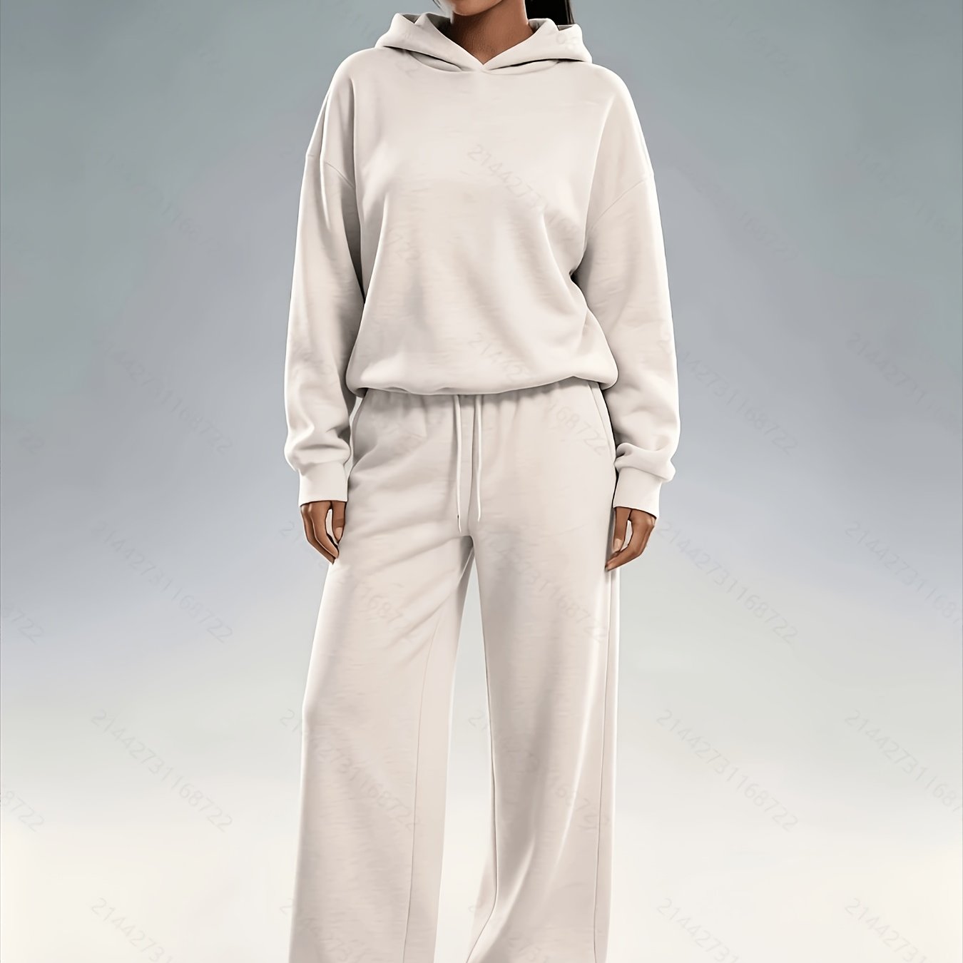 TEMU Regular-length Loose, Casual And Fashionable, Women's Trend, Simple, Y And Elegant Pullover Hoodie, Long-sleeved Sweatshirt And Long Pants Set