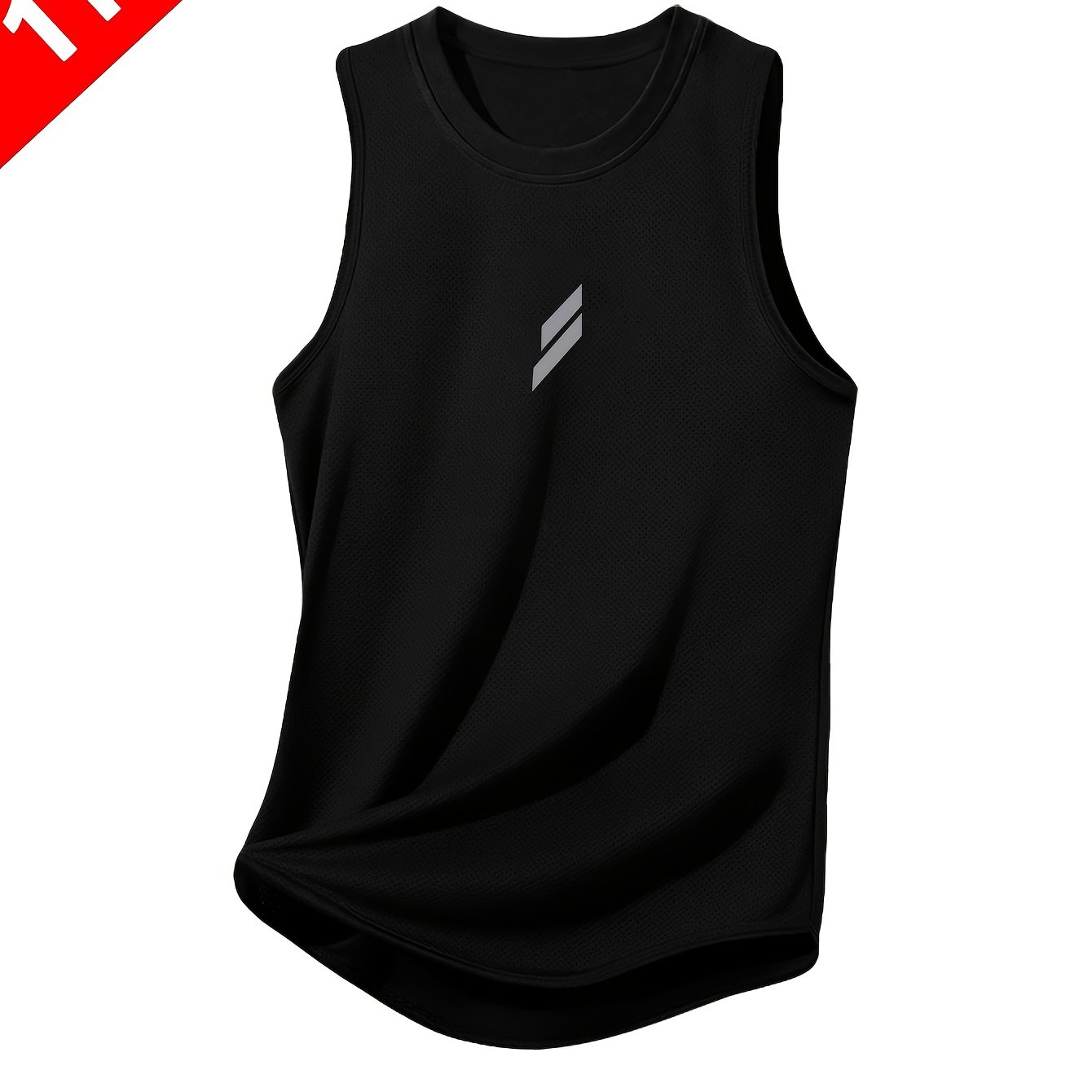 TEMU 1pc Men's Quick-dry Athletic Vest - Breathable Moisture-wicking Sleeveless Gym Top With Diagonal Print, Suitable For Fitness And Cycling, Casual