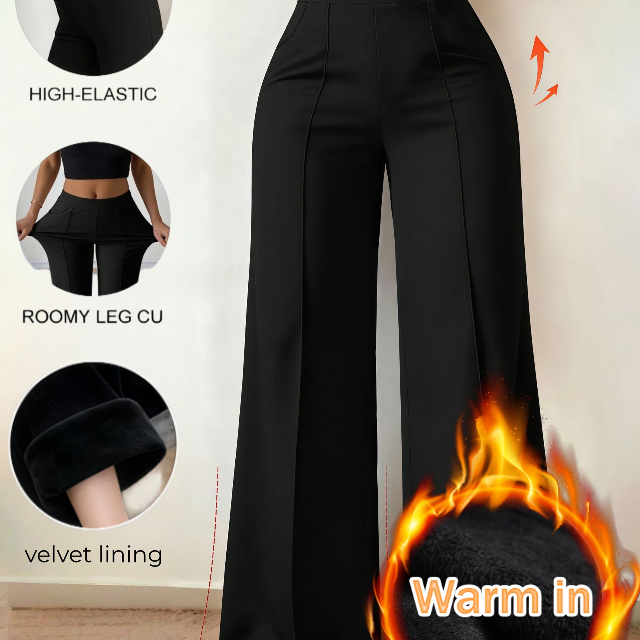 TEMU Autumn/winter Women' Pants, Warm And Comfortable With Leg-lengthening Effect, -friendly Fabric, Suitable For Daily Commuting, S, And