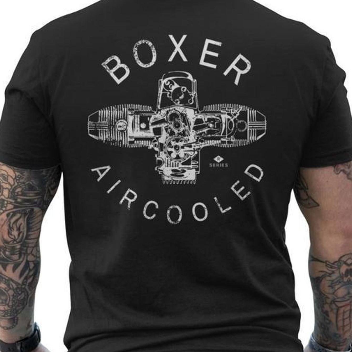Image of Men's Casual Short-sleeved T-shirt - Motor Boxer Motorcycle Motor Boxer Men's T-shirt Back Print - Crew Neck - Pure - Standard Version - Summer Streetwear Tops 2026