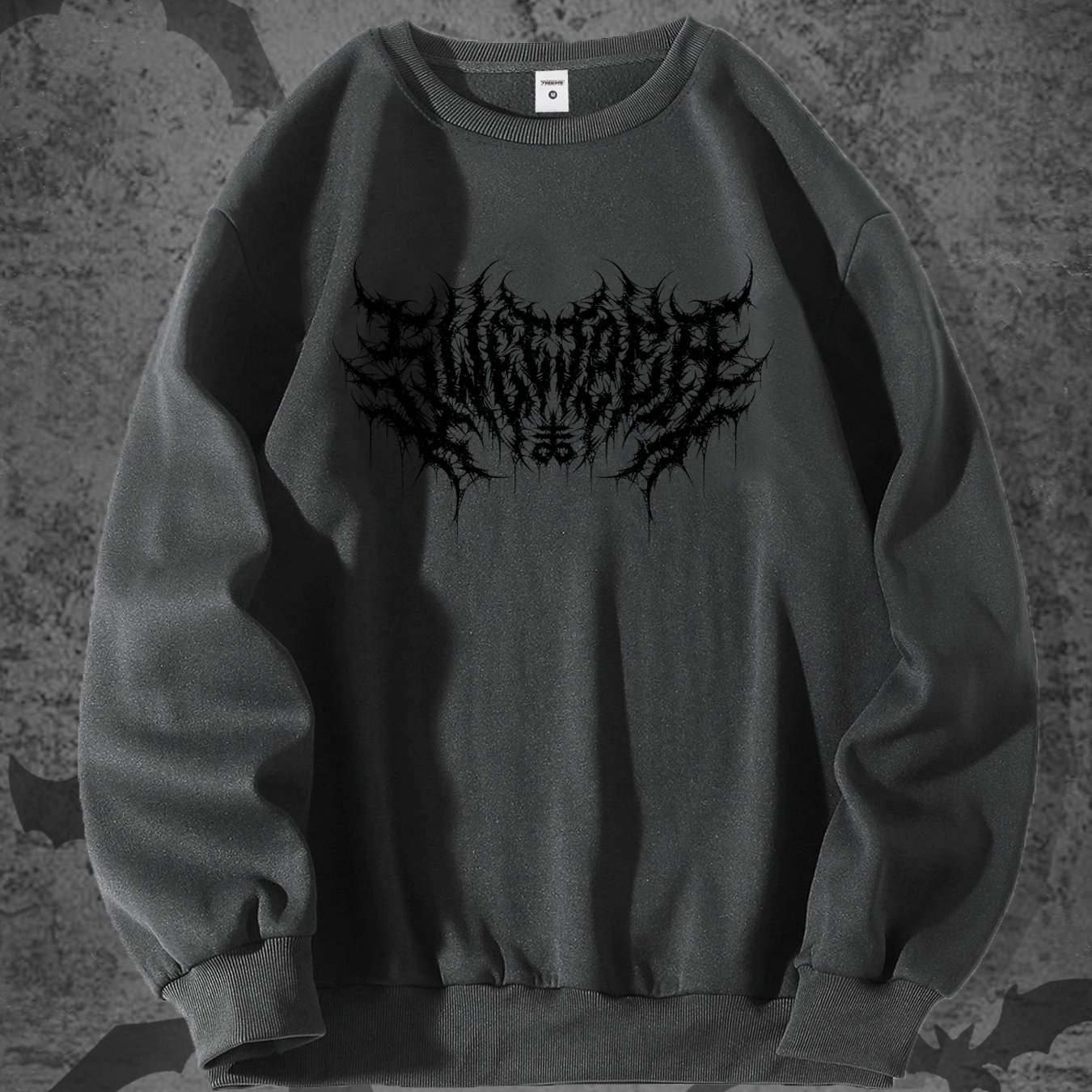 Men's Gothic Totem Sweatshirt - Dark Gothic Style Loose Fit Winter Sweater With Geometric Totem Patterns, Round Neck Casual Pullover For Cold Weather, Hand Washable Gothic Attire