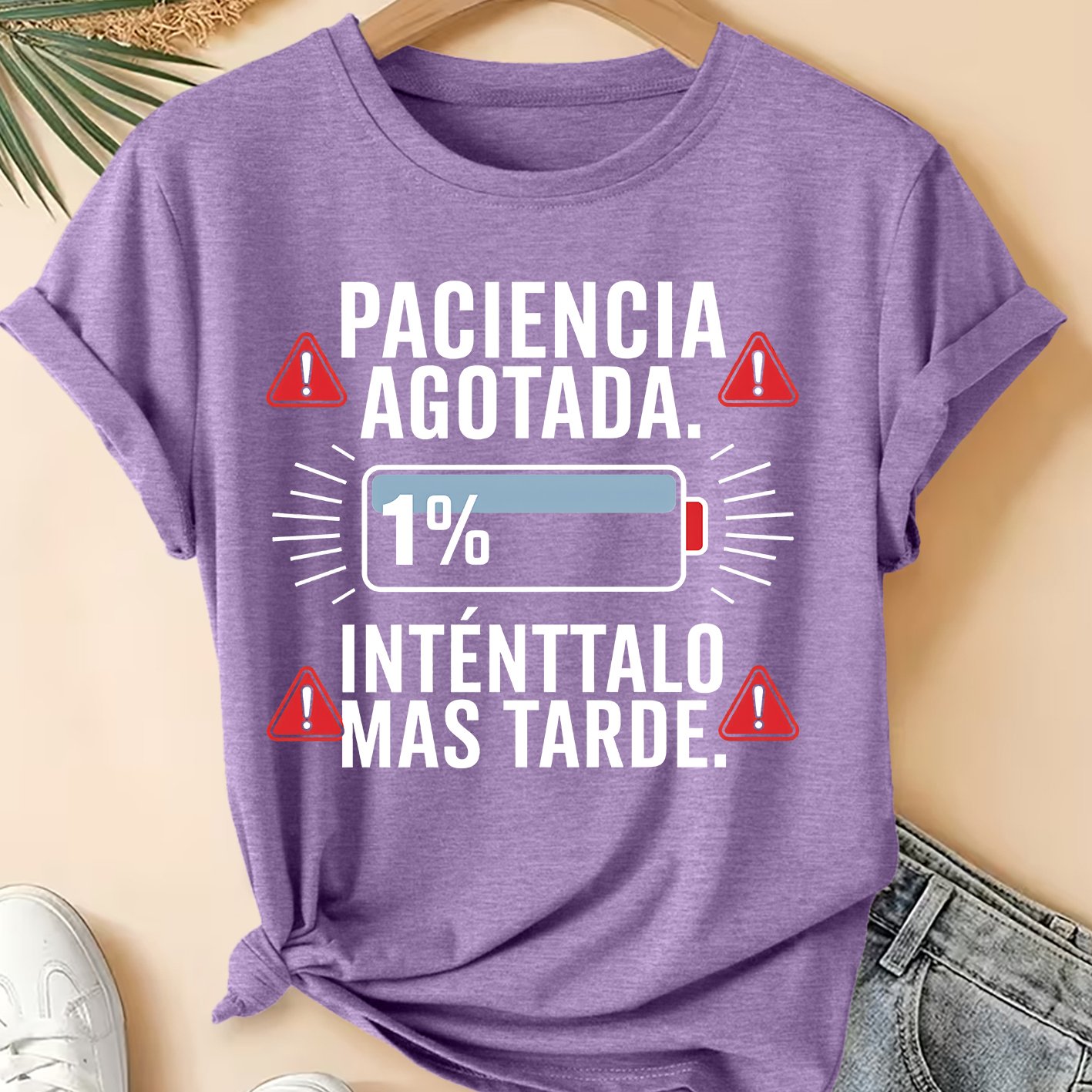 TEMU Camiseta para mujer con eslogan en español estilo vintage - Top de manga corta y cuello con estampado de en español con desgastado, blusa de