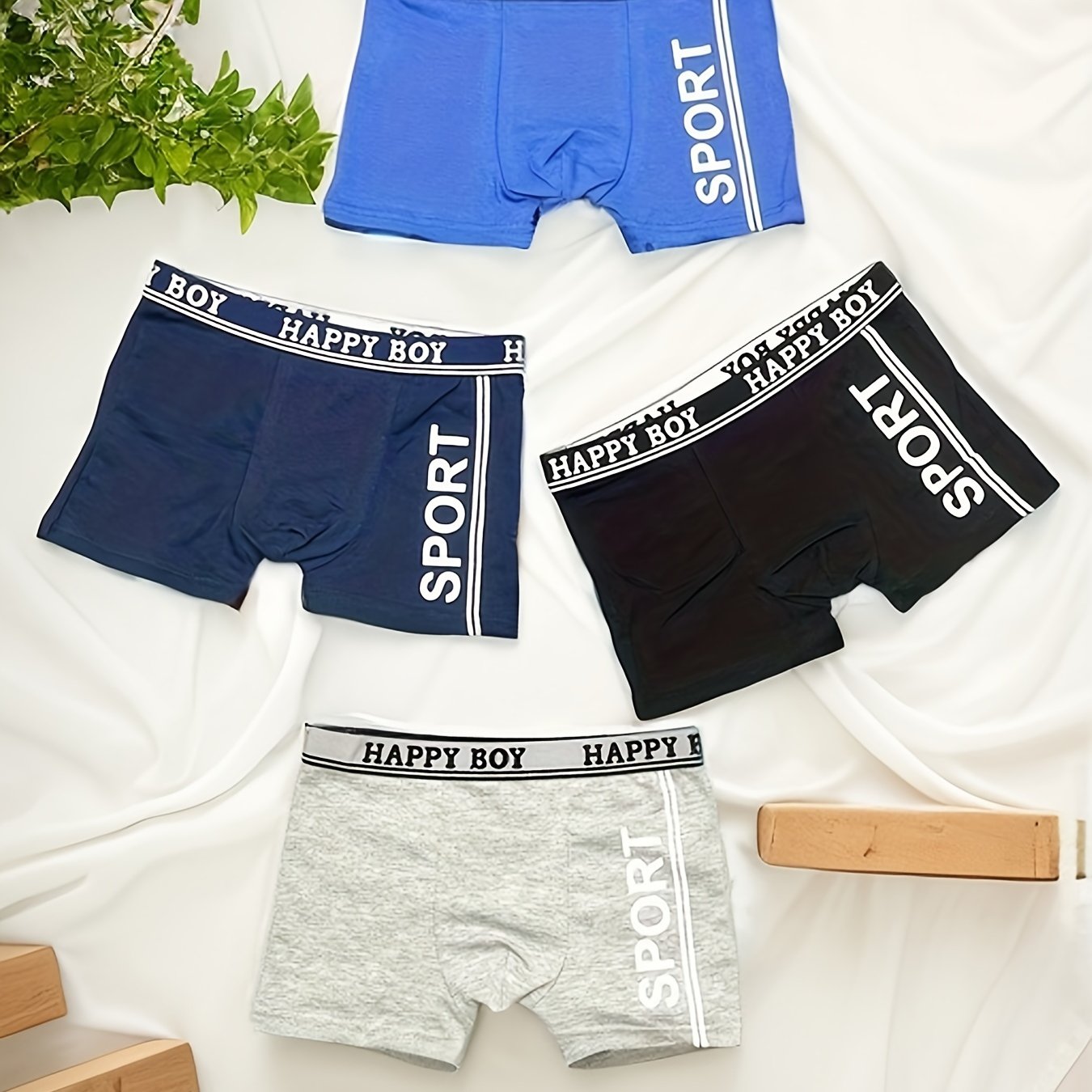 4pcs Boys Sport Boxer Briefs Soft Comfortable Underwear Breathable Kids Clothes