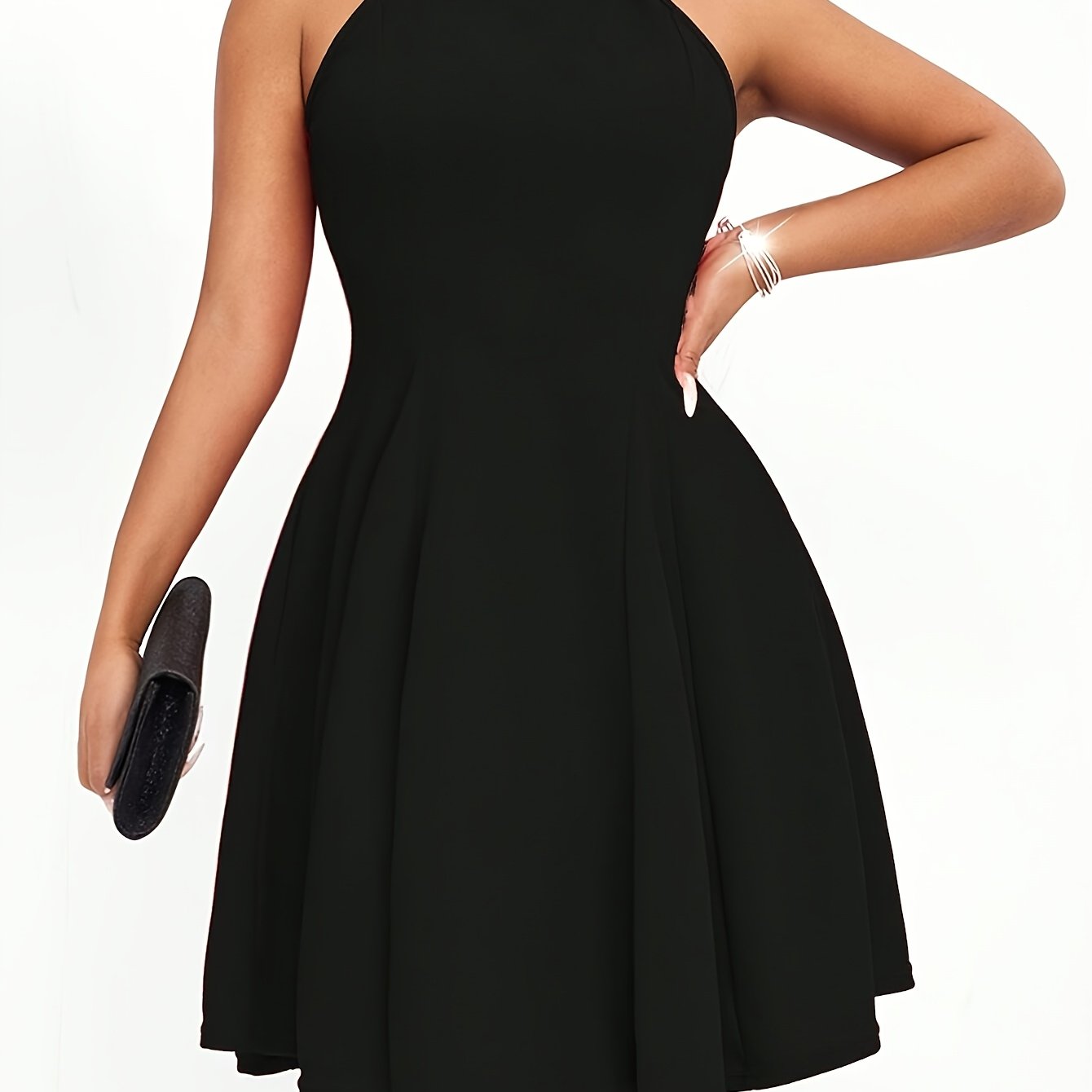 Image of Fashion Women' Color Halter Dress, Casual Daily Party Dress Women's Clothing