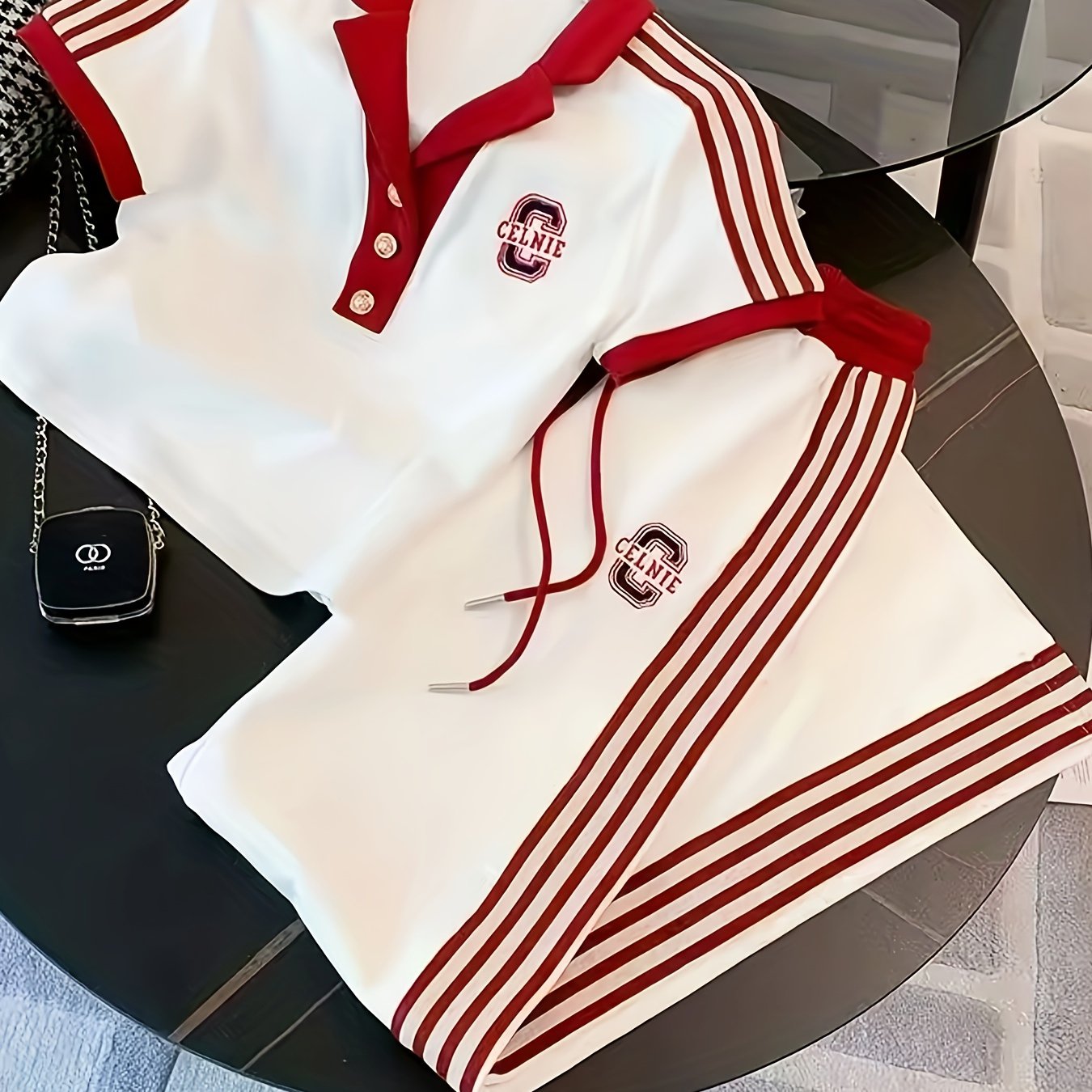 Image of Sportswear Short-sleeve T-shirt And Wide-leg Pants Set, 2025 Summer New Arrival, Age-reducing 2pcs Set (niannian)
