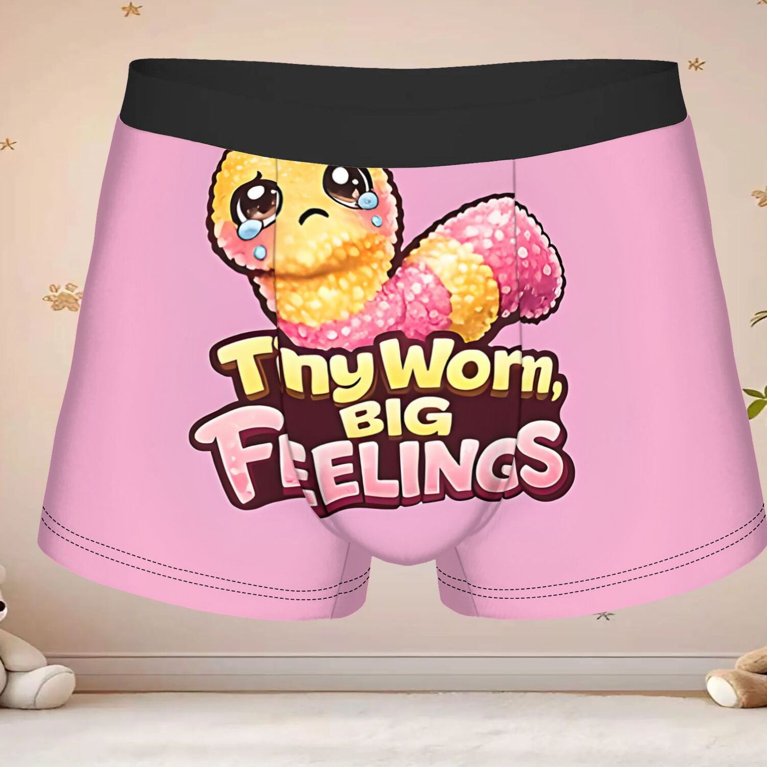 TEMU 1pc Biihudu Logo Tiny Worm, Underpants Breathbale Panties Male Underwear Shorts Boxer Briefs