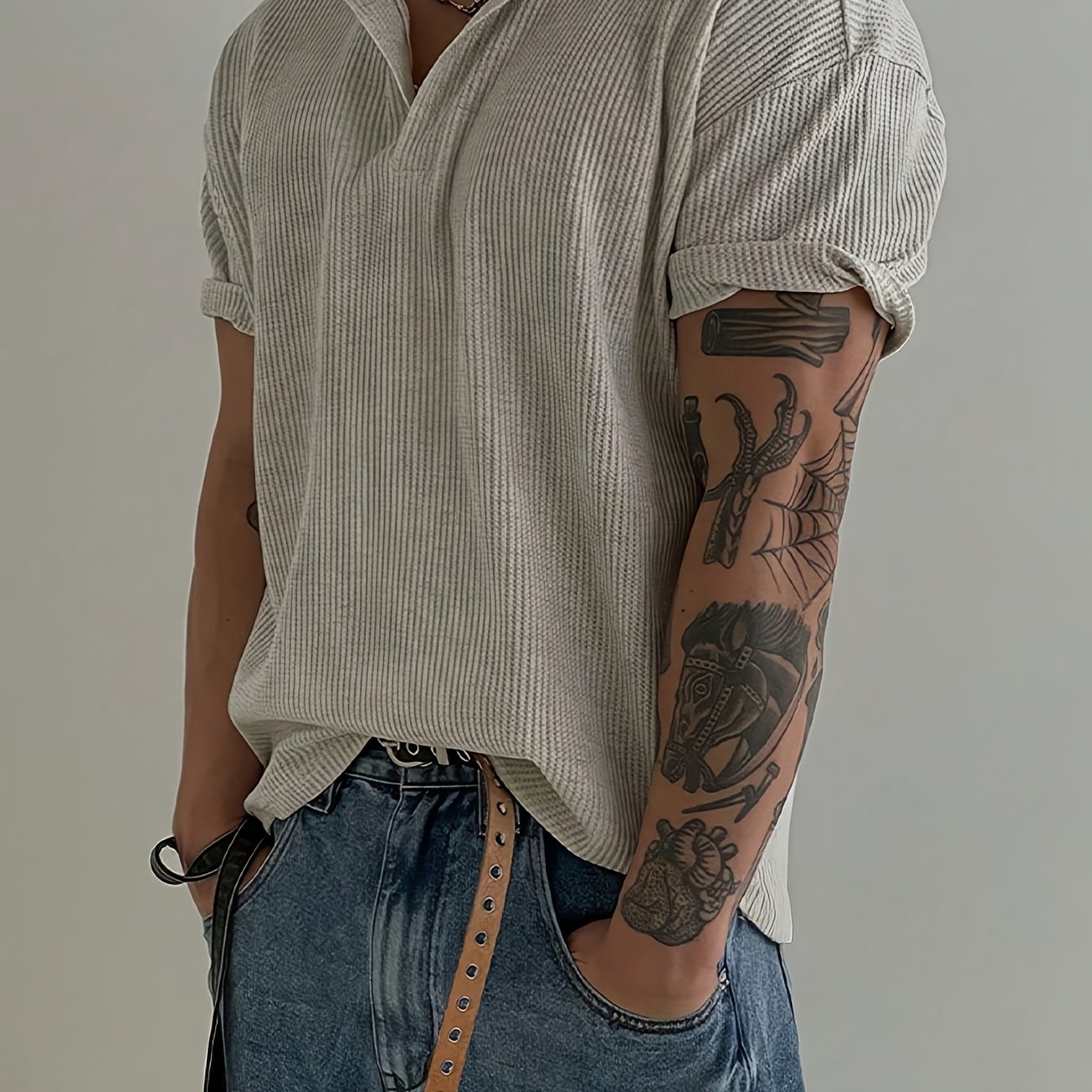 TEMU Men's Henley Short Sleeve T-shirt, Lightweight Breathable , American Easy Aesthetic, Wear