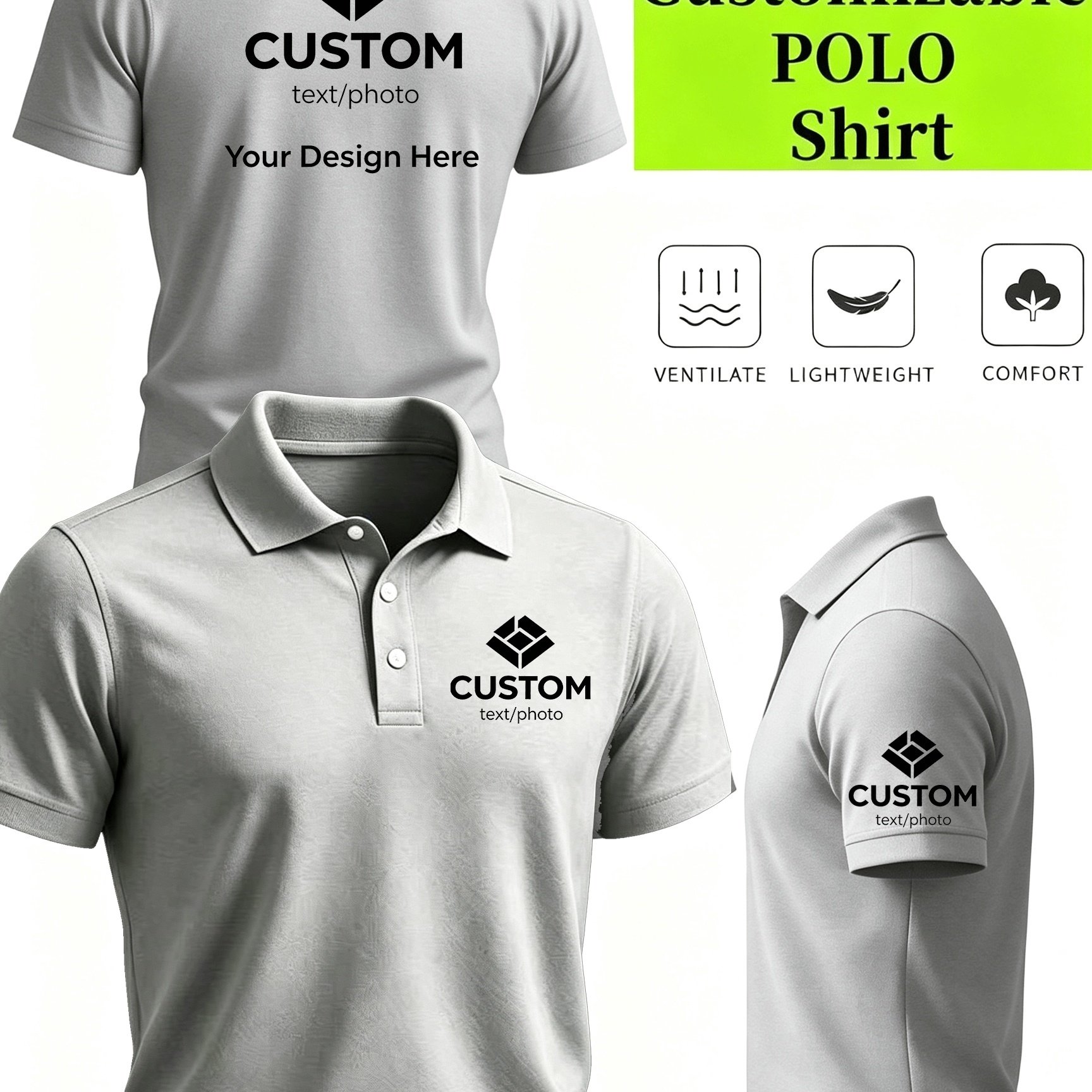 TEMU Customizable Men's Shirt - Customizable Chest, Left Arm, Back For Corporate Uniforms And - Suitable For Companies, Team Customization, Enhancing