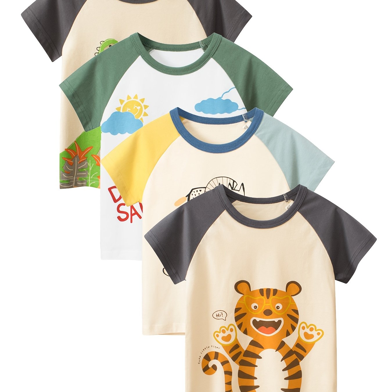 4pcs Set Of Short Sleeve T-shirts Baby Clothes Base Layer Sweatshirt Fashion Cartoon