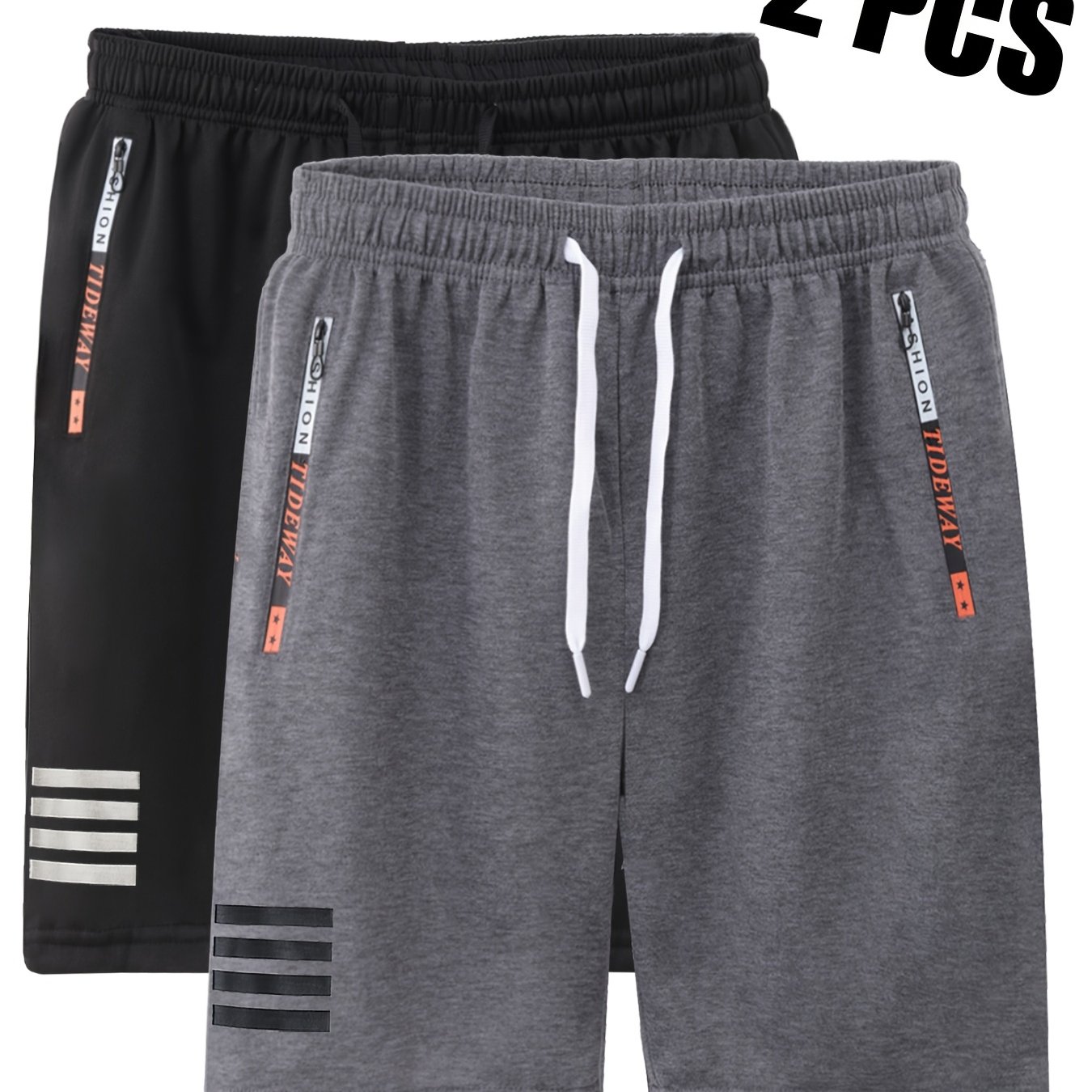 E-shop 2 Stück Herren Freizeit Outdoor Sportshorts - Sommer Herren Freizeitshorts mit Reißverschlusstaschen, Einfaches Multifunktionales -Design,