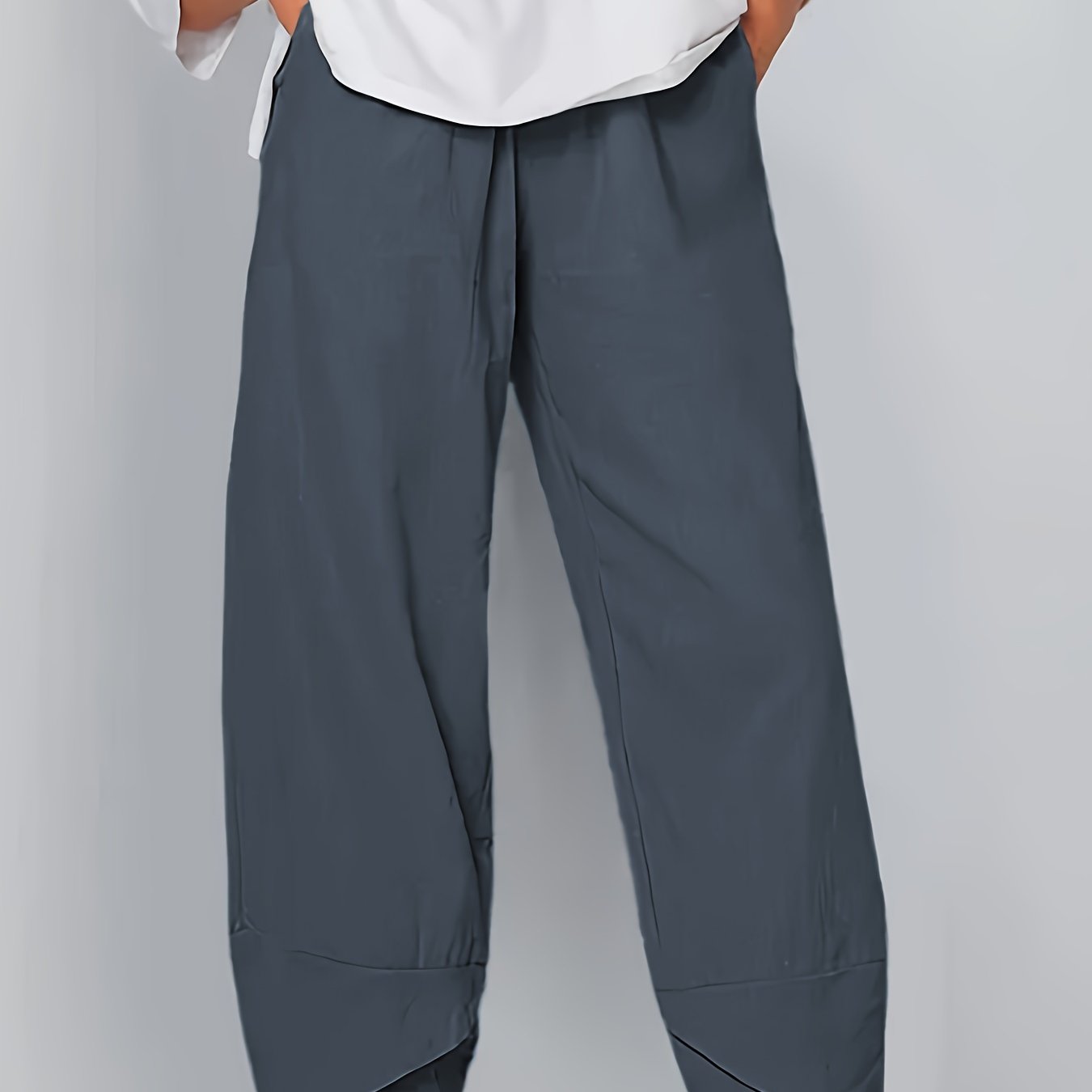 Spring/summer Casual Elastic Waist Simple Slant Pocket Ankle Pants