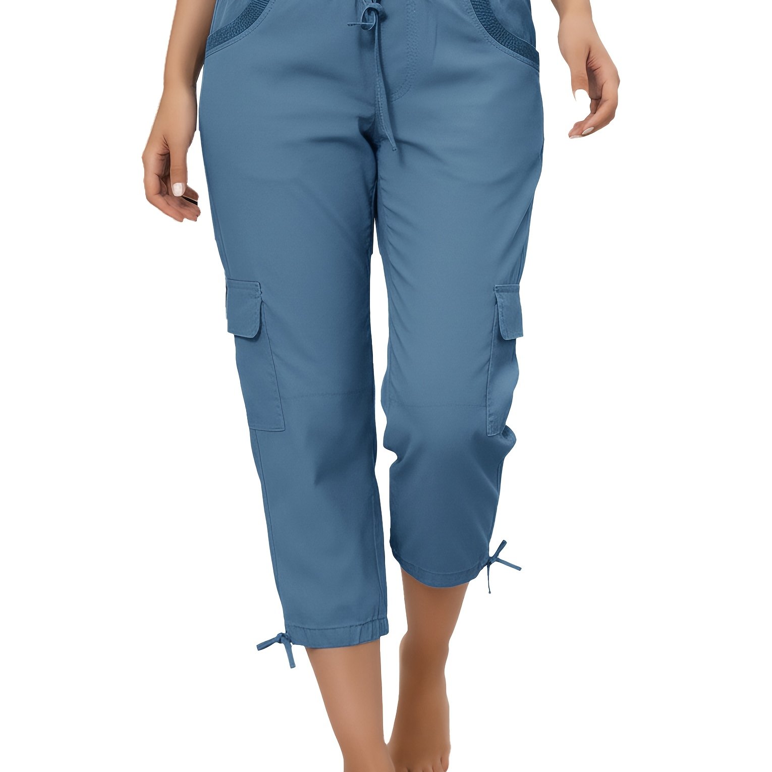 TEMU Pantalones Capri Cargo para Mujer, Estilo Transfronterizo 2026 - Pantalones Casuales y Modernos - Pantalones Capri Casuales con Bolsillo Cargo,