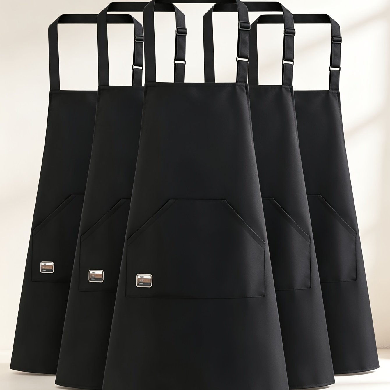 TEMU 5pcs Set Adjustable Neck-hanging Apron With Double Side Ties, Unisex High Quality Workwear, Letter-decorated , Wear-resistant, Durable, And Easy
