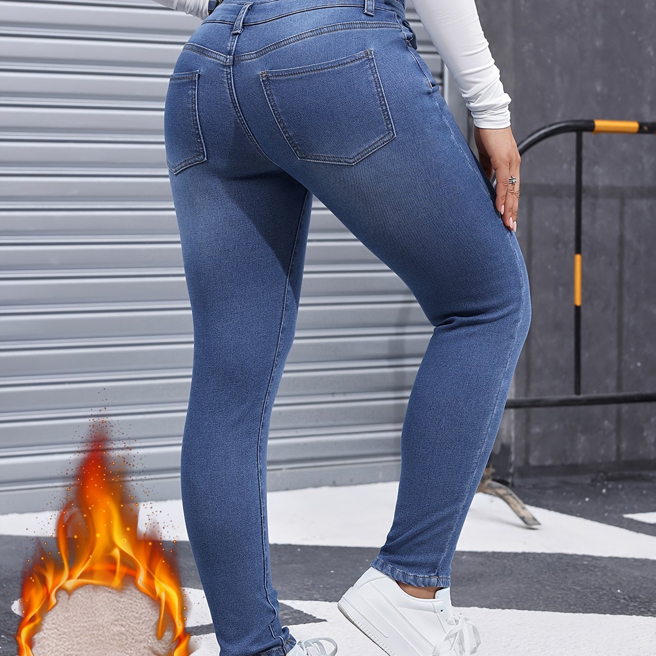 2024 Women's High-stretch -lined Thickened Autumn/winter Warm Denim Pants, Fashionable Trendy Comfortable Women's Jeans